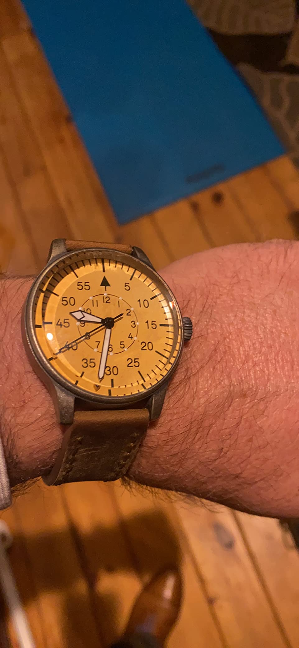 Mil-Tec Luftwaffe Me109 Aviator Vintage German WW2 Flieger Pilot Mens Watch - Military Easy to Read Calfskin Brown Leather Strap 3 Atm Analog Quartz customer photo 2