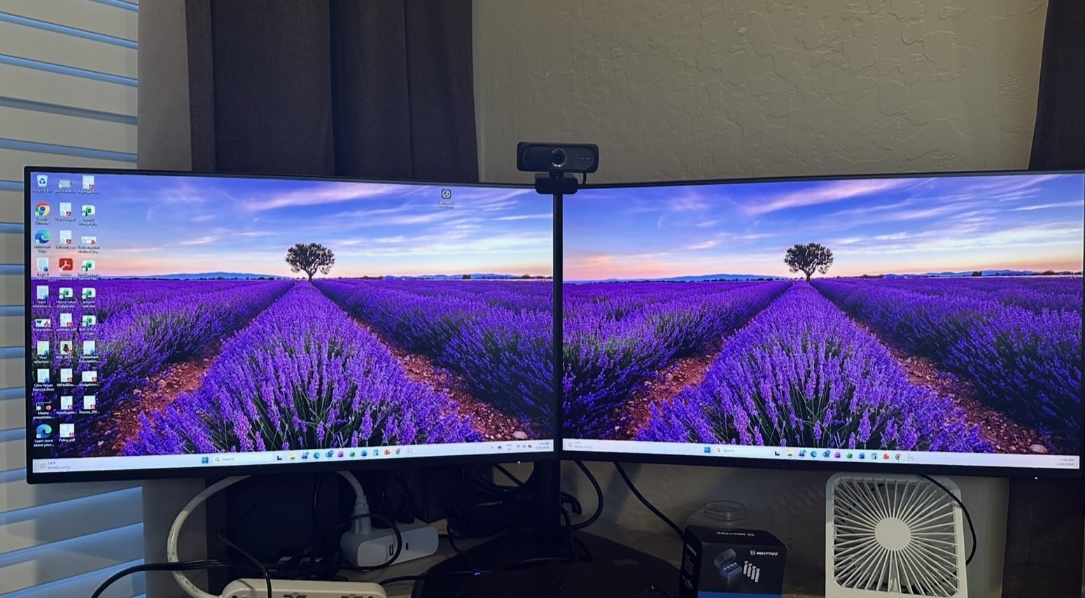 VIVO STAND-V002F Dual LED LCD Monitor Free-Standing Desk Stand for 2 Screens up to 27 Inch Heavy-Duty Fully Adjustable Arms with Max VESA 100x100mm customer photo 2