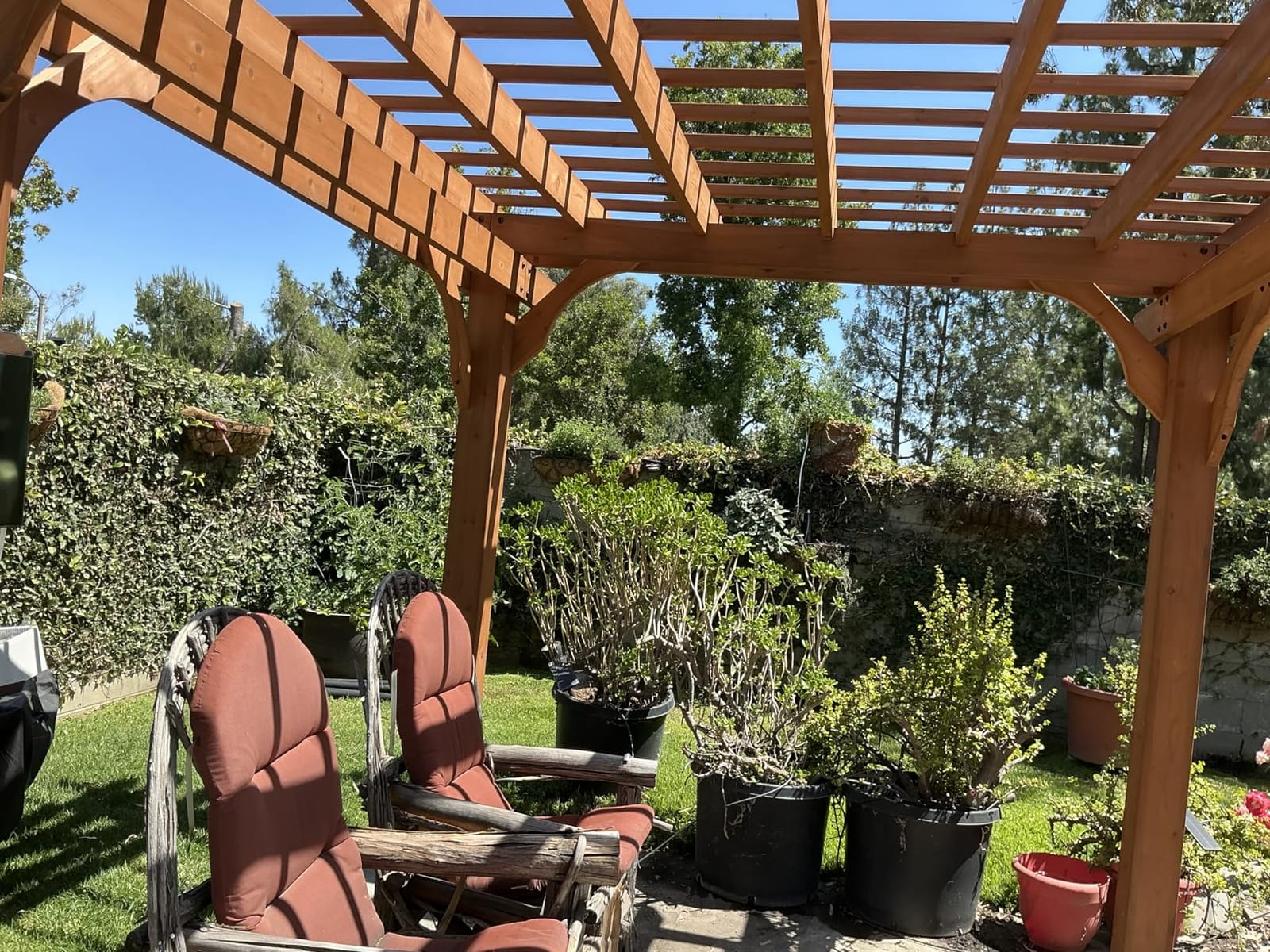 Backyard Discovery Beaumont 12' x 10' Traditional Cedar Wood Pergola Kit with Trellis Roof, All-Season Durability, High-Wind Rating, PowerPort, Shade for Outdoor Patio, Deck, Garden, and Entertaining customer photo 2