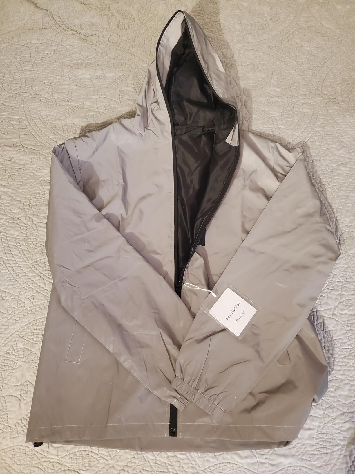 Men Reflective Coat Hooded Windbreaker Running Pocket Jacket customer photo 1