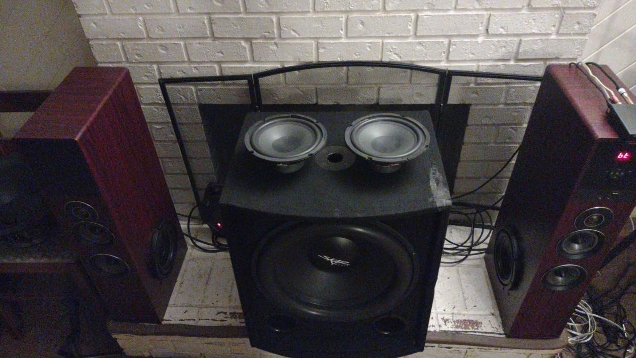 Rockville TM80C Cherry Powered Home Theater Tower Speakers, Dual 8