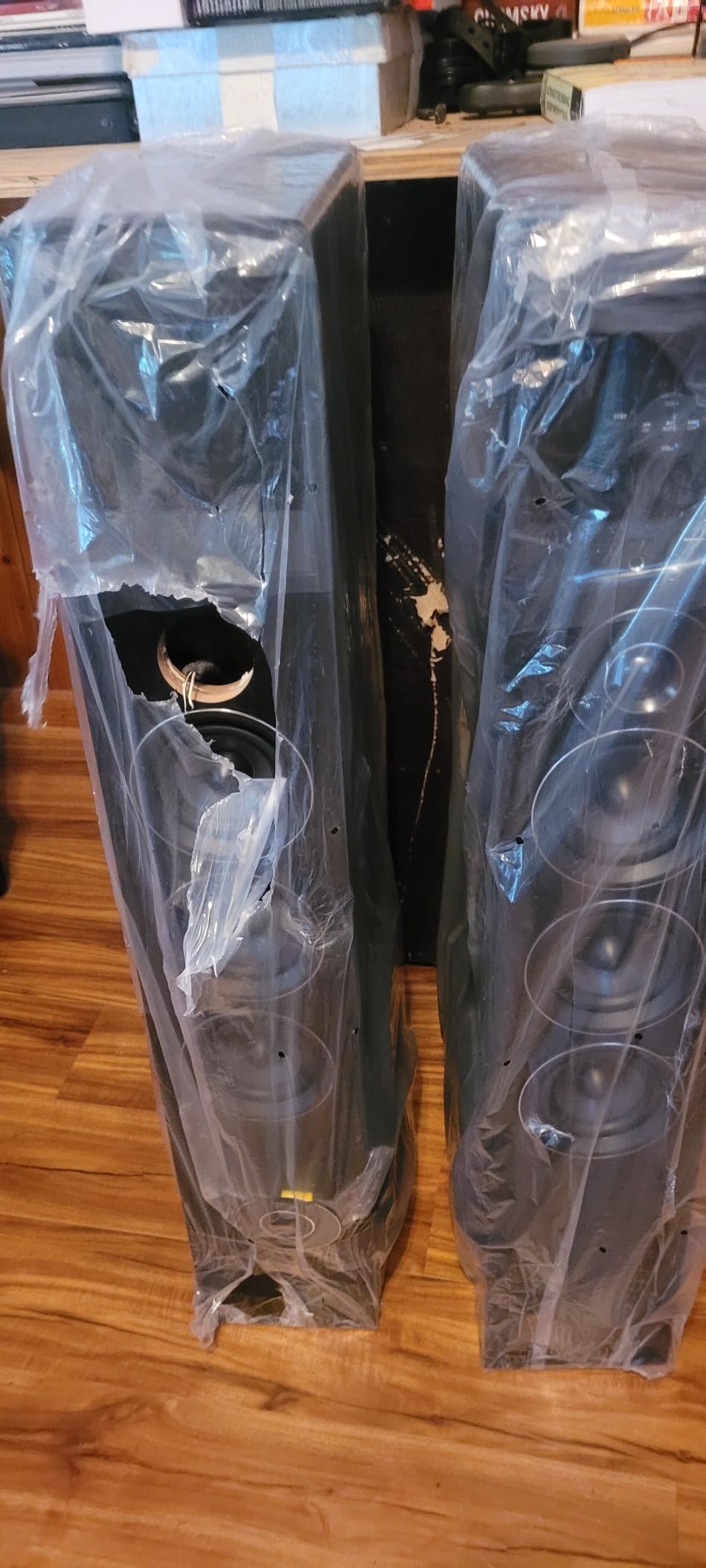 Rockville TM150B Black Powered Home Theater Tower Speakers Dual 10