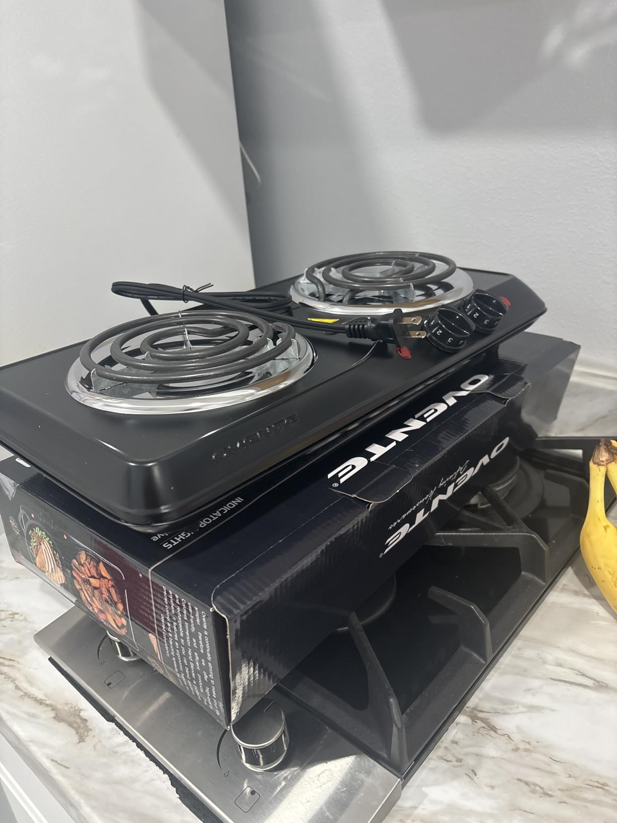 OVENTE Electric Double Burner, 1700W Coil Hot Plate, Black BGC102B customer photo 2