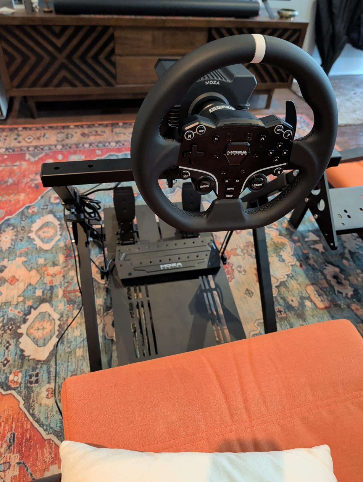 GT OMEGA Apex Racing Wheel Stand - Compatible with Logitech G29 and G920, Fanatec ClubSport, and Thrustmaster TX, T500, & T300, Foldable, Tilt-Adjustable for Racing Control customer photo 2