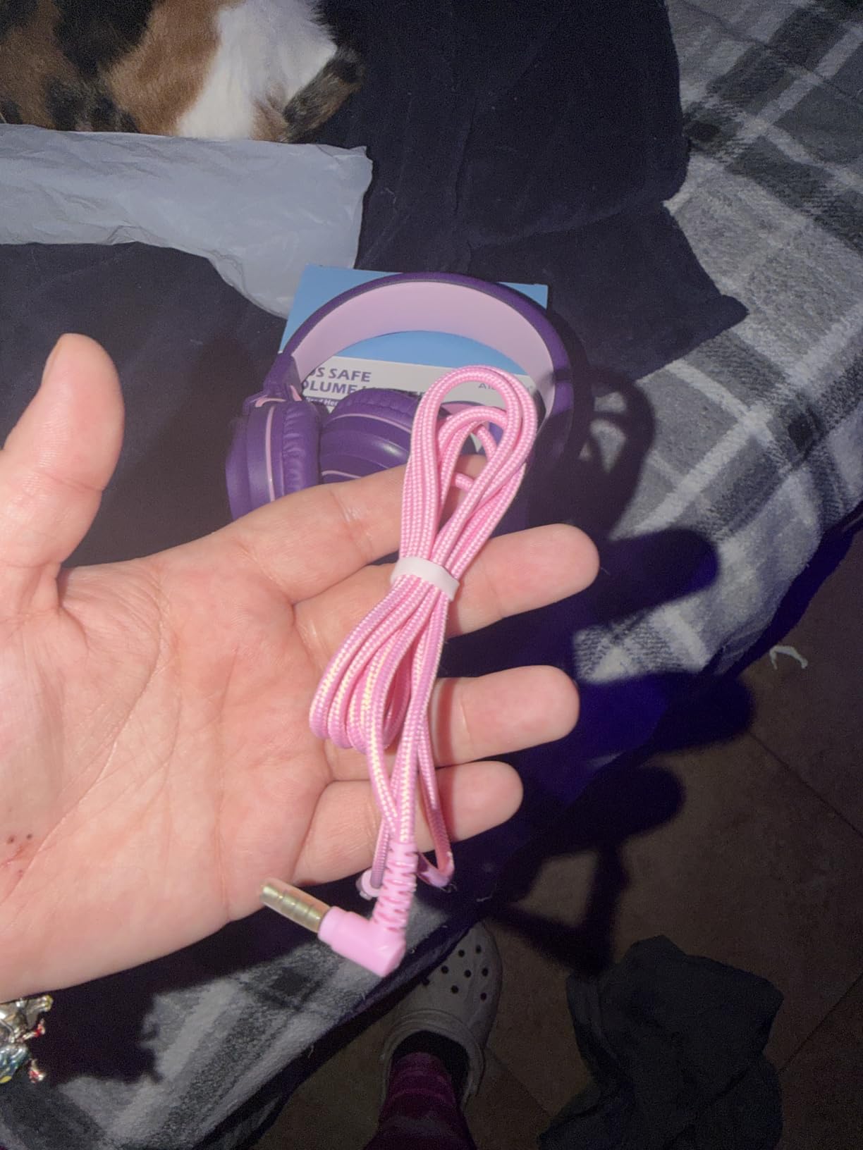 Kids Headphones for School with Microphone, 93dB Volume Limited, PinkPurple customer photo 1