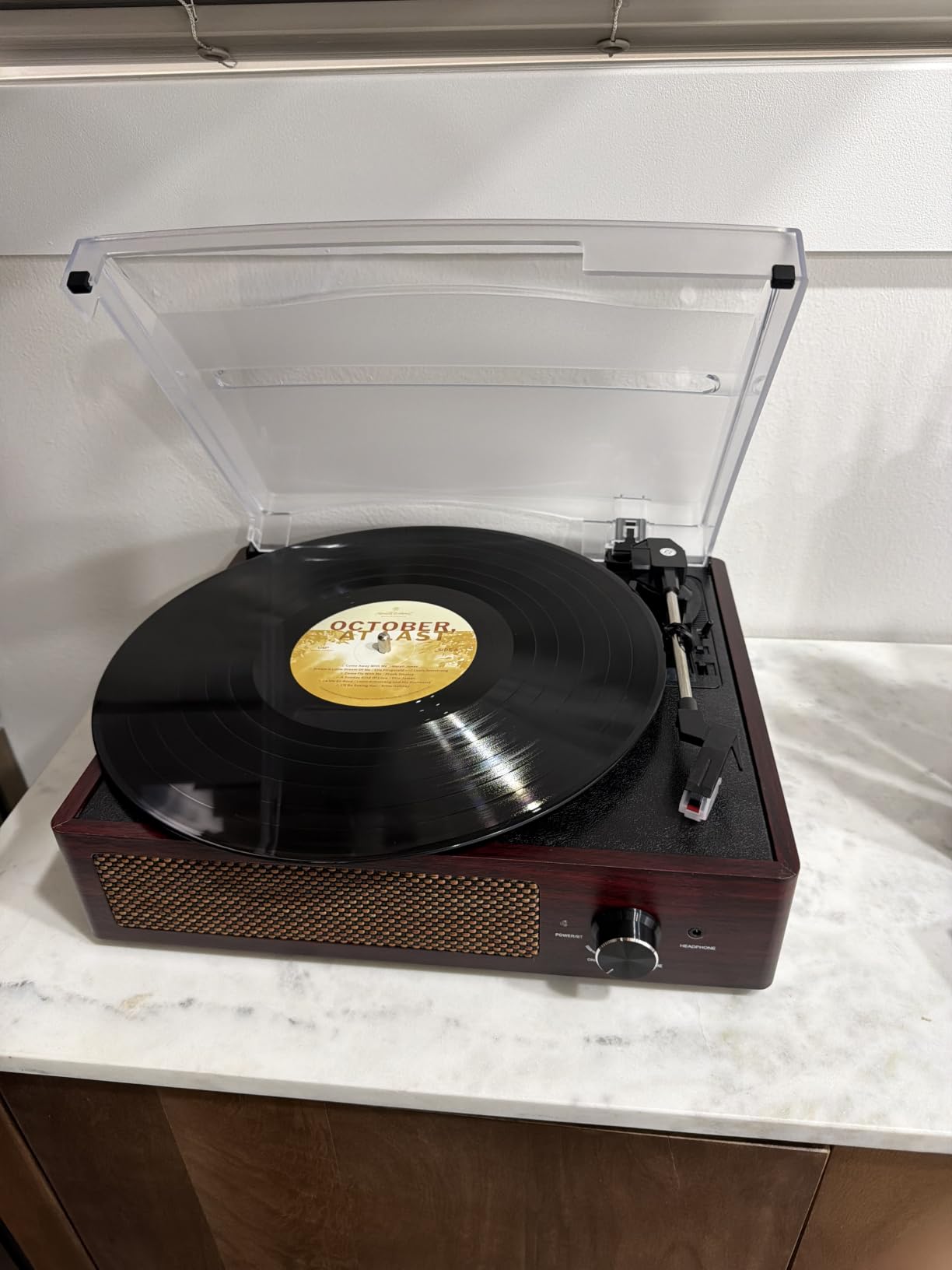 Vinyl Record Player Turntable with Built-in Bluetooth Receiver & 2 Stereo Speakers, 3 Speed 3 Size Portable Retro Record Player for Entertainment and Home Decoration customer photo 2