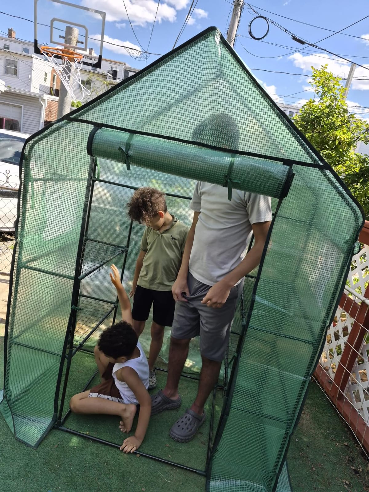 Ohuhu Greenhouse for Outdoors with Screen Windows, 57 x 57 x 76'' Walk in Plant Greenhouses Heavy Duty with Durable PE Cover, 3 Tiers 12 Shelves Stands Plastic Portable Green House with Shelf Clips customer photo 2