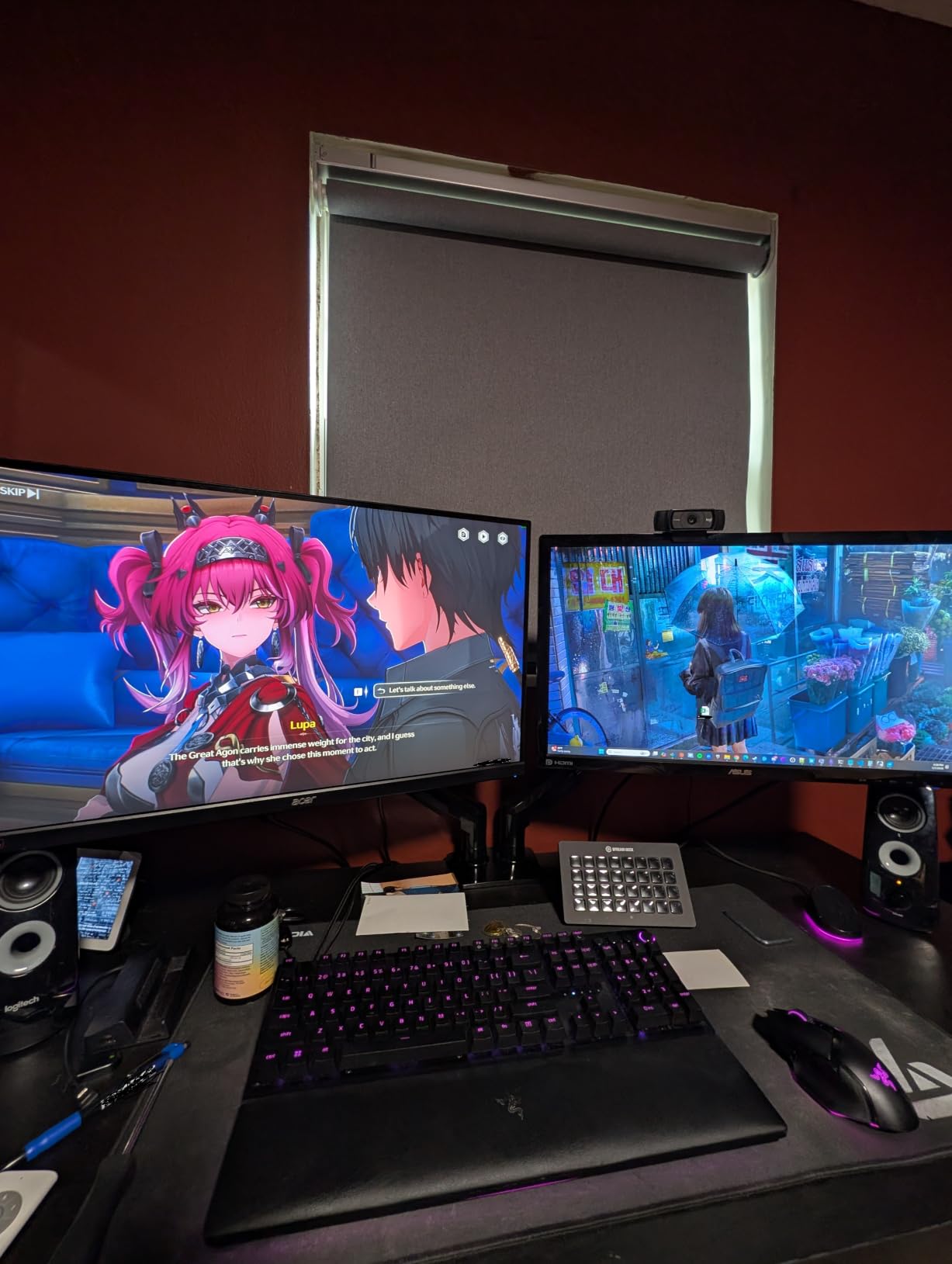 HUANUO FlowLift™ Dual Monitor Stand, Fully Adjustable Gaming Monitor Desk Mount for 13–32″ Computer Screens, Full Motion VESA 75x75/100x100 with C-Clamp & Grommet Base, Each Arm Holds 4.4 to 19.8 lbs customer photo 1