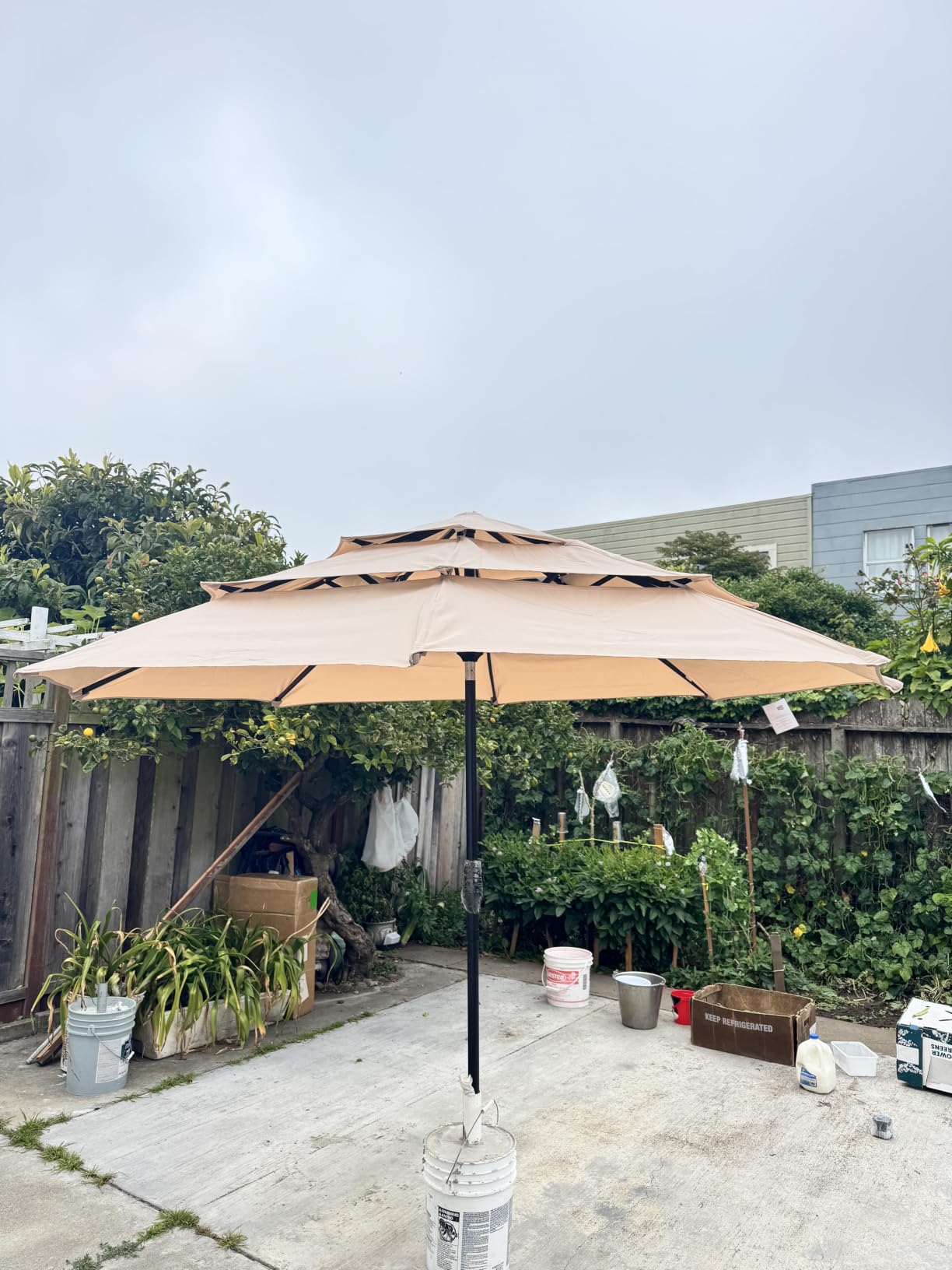 PHI VILLA 10ft Outdoor Patio Umbrellas, 3 Tier Vented Table Umbrella, Navy customer photo 1