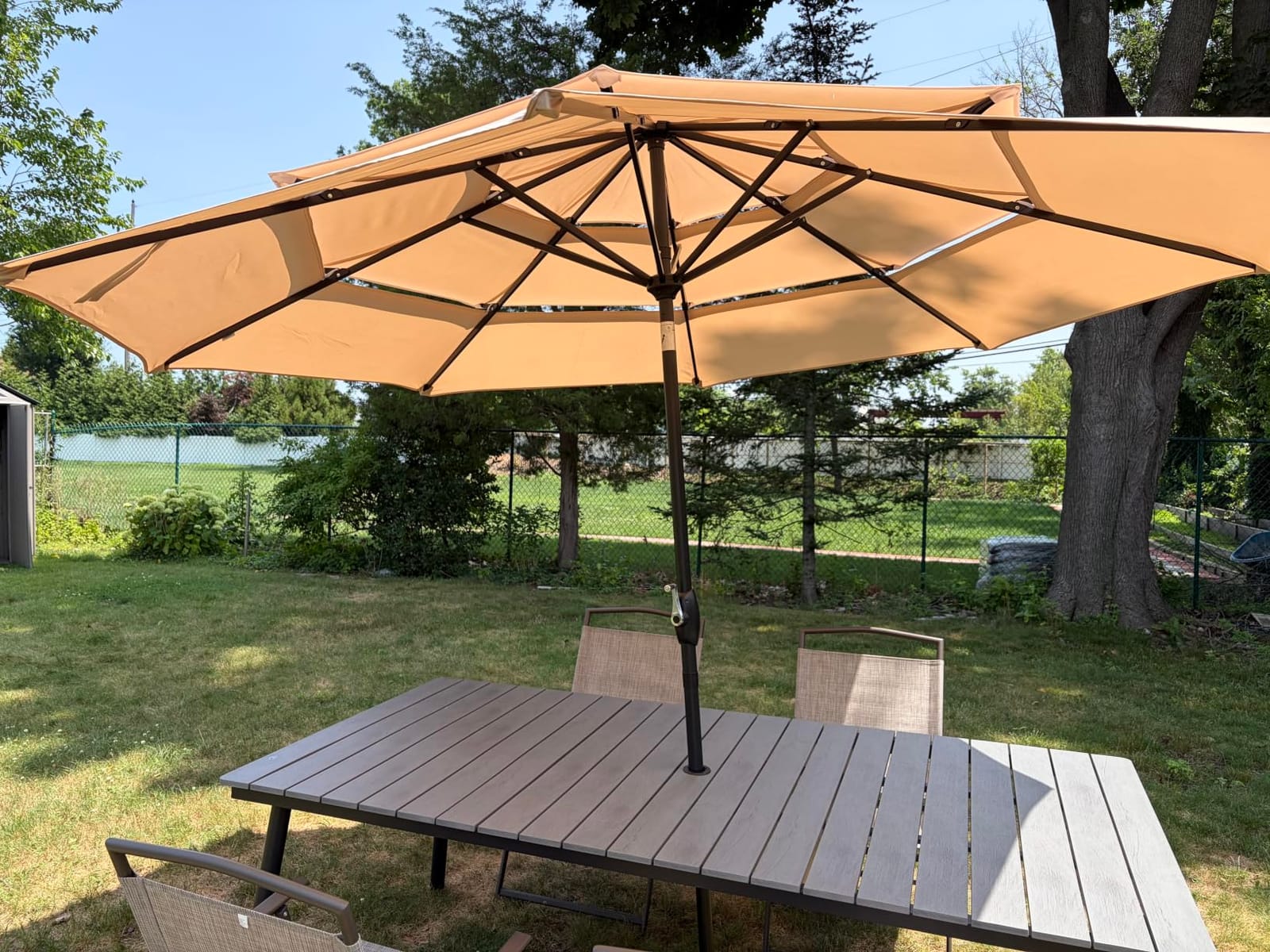 PHI VILLA 10ft Outdoor Patio Umbrellas, 3 Tier Vented Table Umbrella, Navy customer photo 2