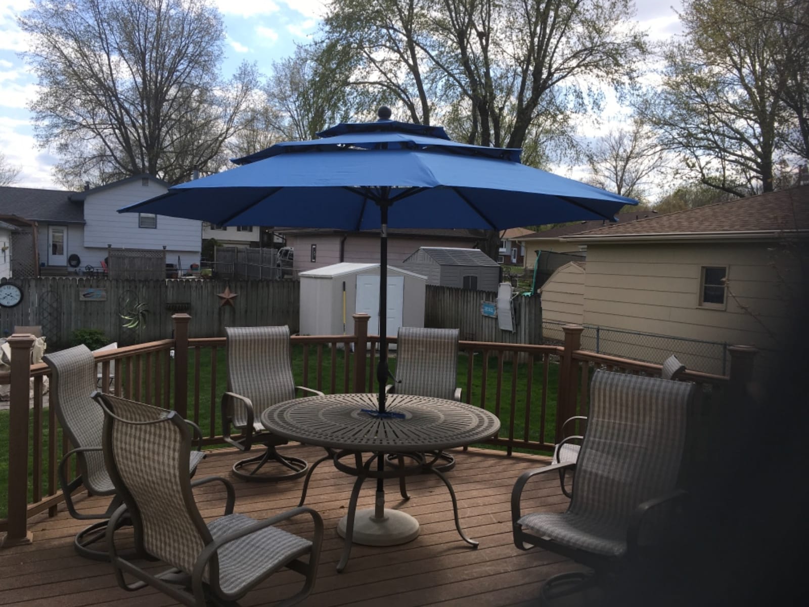 Tangkula 10 Ft 3 Tier Patio Umbrella, Outdoor Aluminum Double Vented Tilt Umbrella with Crank, for Market, Backyard, Poolside, Garden (Burgundy) customer photo 2