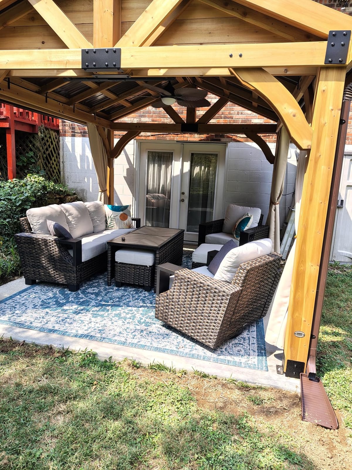Backyard Discovery Arlington 12' x 12' Cedar Wood Outdoor Gazebo Pavilion with Hardtop Galvanized Steel Peak Roof, Snow Support, Wind Resistance, PowerPort, Shade for Garden, Patio, Deck, Entertaining customer photo 1
