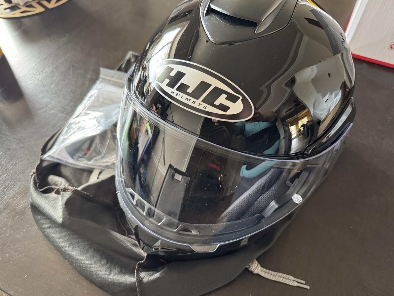 HJC C91 Solid Modular Motorcycle Helmet with HJ-17 Pinlock Shield, DOT Approved (Semi Flat Black, Medium) customer photo 2