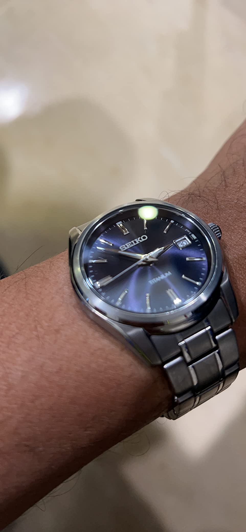 Seiko SUR373 Watch for Men - Essentials - Blue Dial with Sunray Finish, Date Calendar, Titanium Case & Bracelet, Sapphire Crystal, and 100m Water Resistant customer photo 2