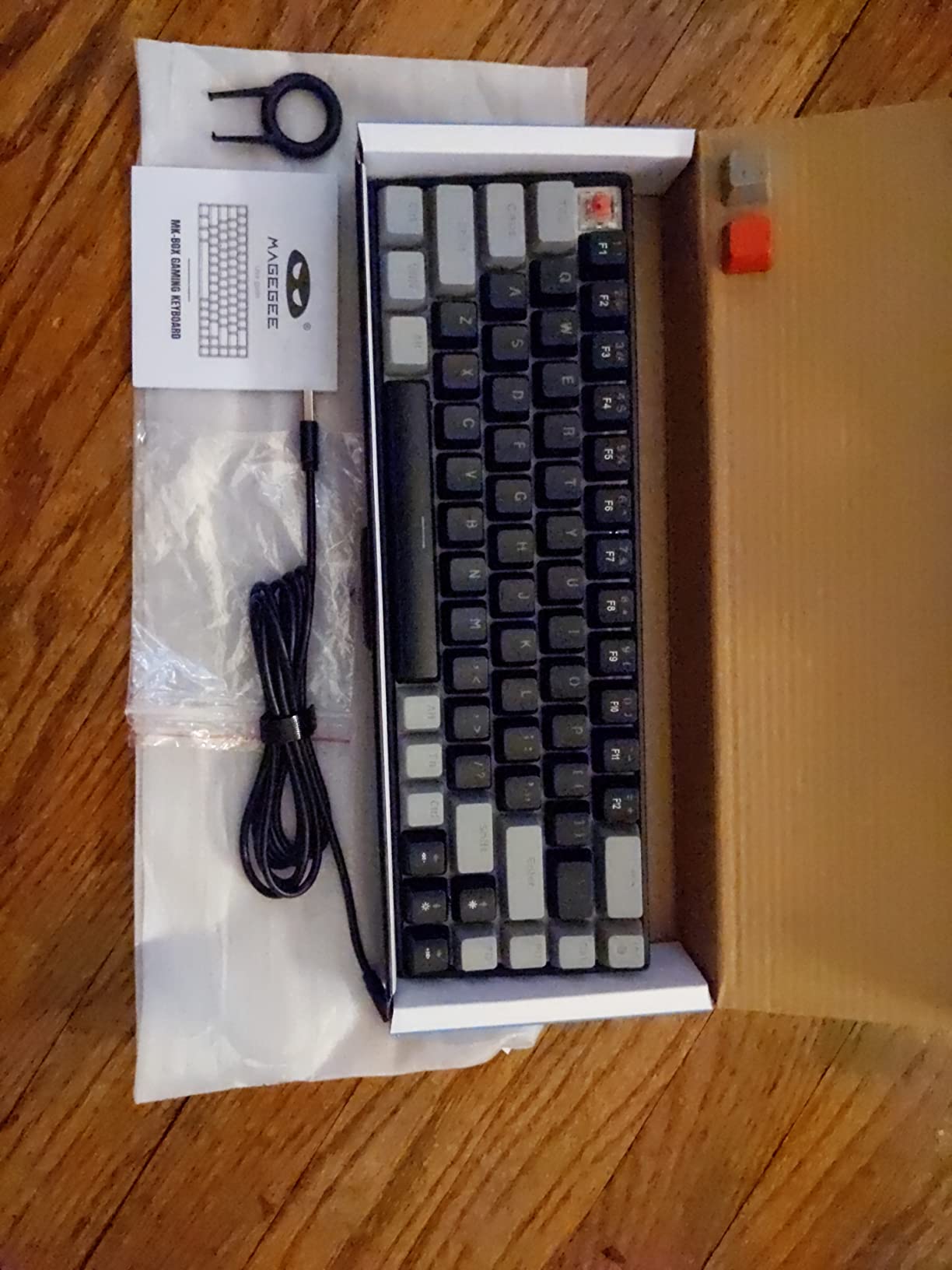 MageGee Portable 60% Mechanical Gaming Keyboard, MK-Box LED Backlit Compact 68 Keys Mini Wired Office Keyboard with Red Switch for Windows Laptop PC Mac - Black/Grey customer photo 1