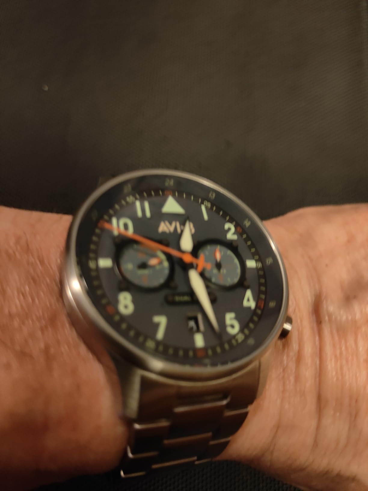 AVI-8 Hawker Hurricane Men's Pilot Watch – Dual Time Japanese Quartz Movement, 43.5mm Stainless Steel Case, Leather or Stainless Steel Strap, AV-4088 customer photo 2