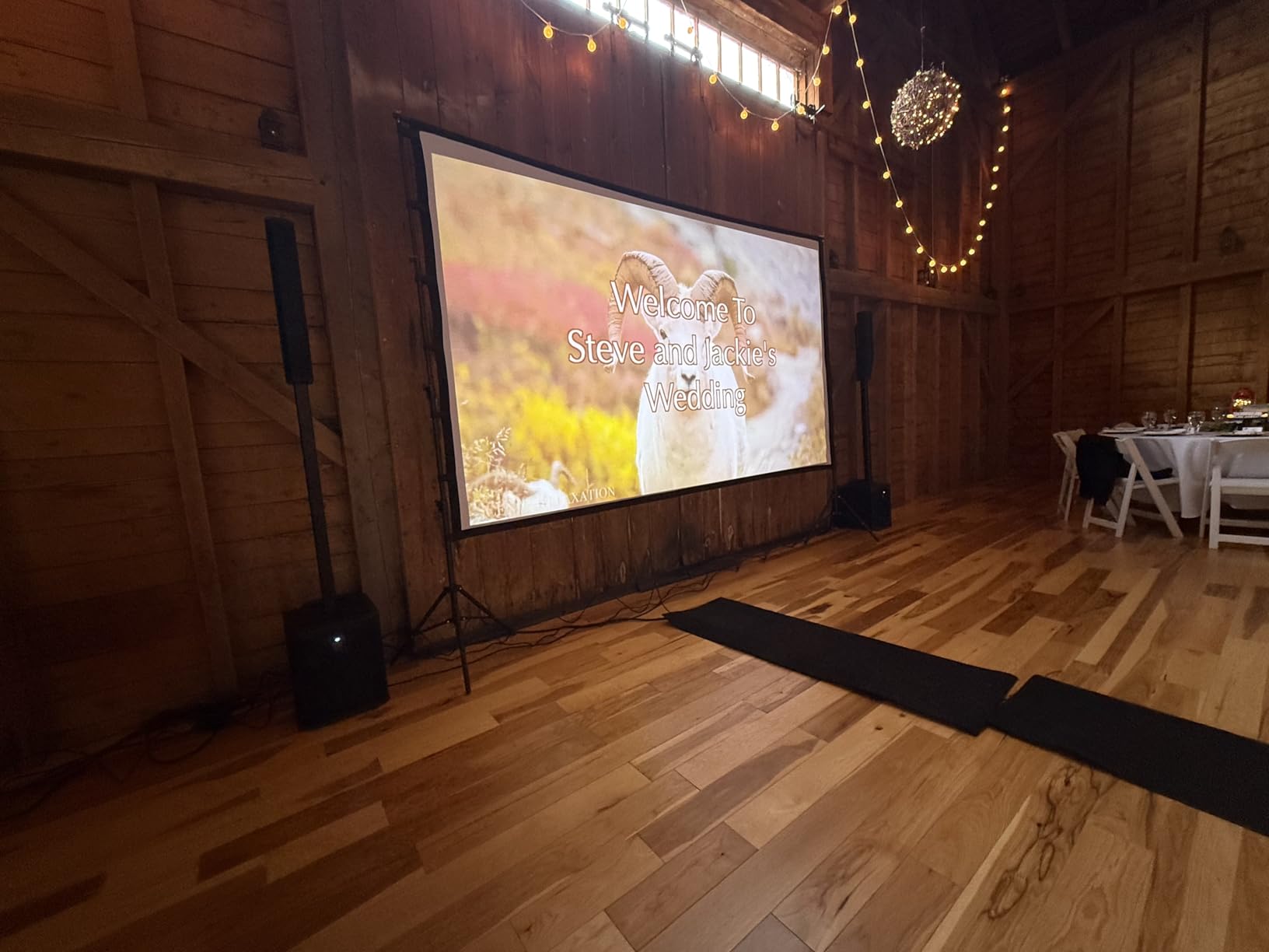 TOWOND Projector Screen and Stand, 150 inch Indoor Outdoor Projection Screen, Portable 16:9 4K HD Rear Front Movie Screen with Carry Bag Wrinkle-Free Design for Home Theater Backyard Cinema customer photo 2