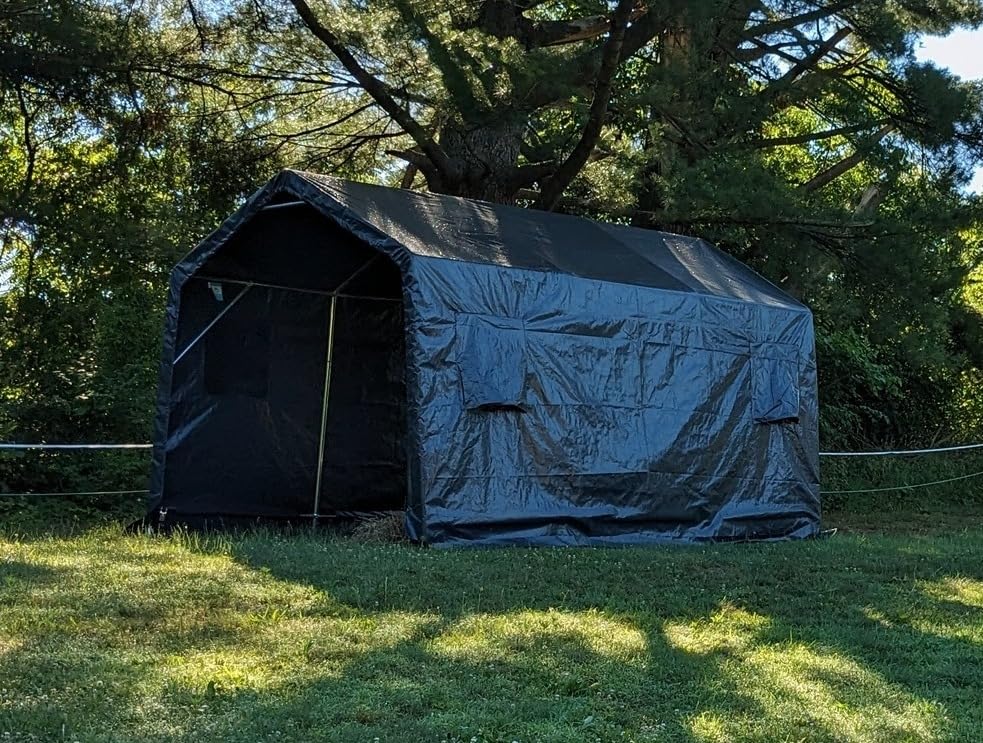 ADVANCE OUTDOOR 8x14 ft Steel Metal Peak Roof Portable Garage Shelter Storage Shed Carport for Motorcycle, Bike or Garden Tools with 2 Roll up Doors & Vents, Gray customer photo 2