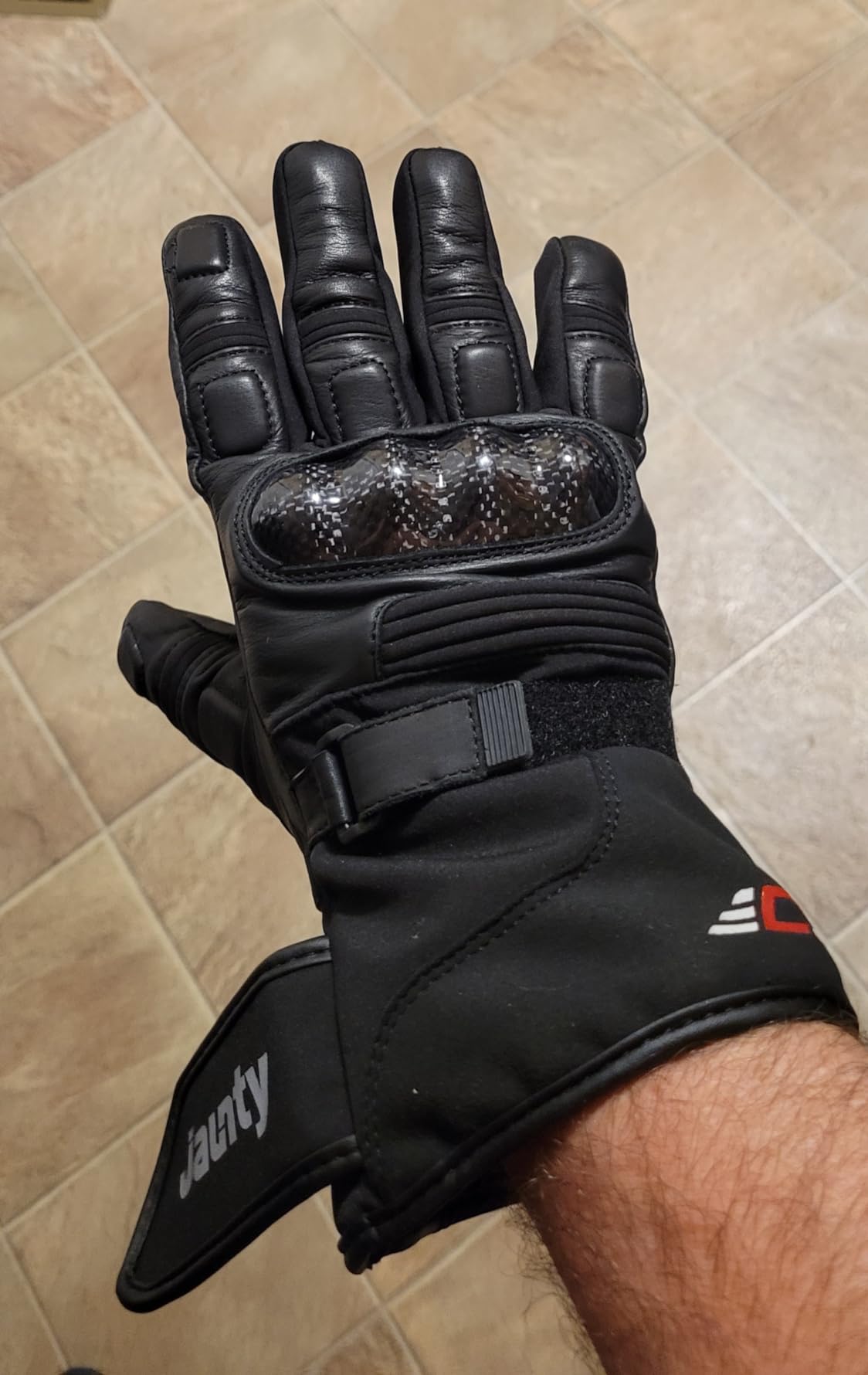 JAUNTY Winter Motorcycle Gloves for Men and Women Warm Thinsulate Waterproof Touchscreen Leather Riding Gloves with Carbon Fiber Knuckle ATV BMX Motocross Gloves for Riding customer photo 2