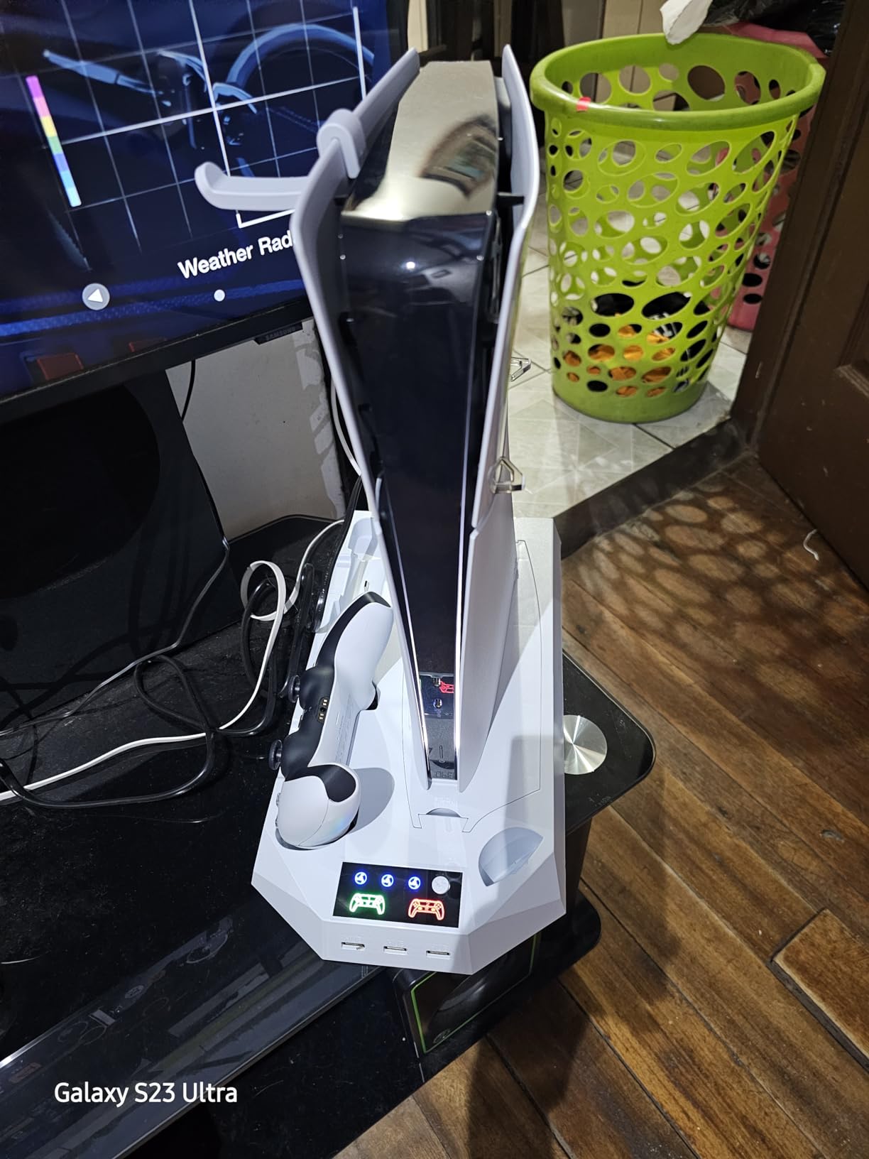 PS5/PS5 Slim/PS5 Pro Stand and Cooling Station with Dual Controller Charging Station for PlayStation 5 Console, PS5 Accessories Incl. Controller Charger, Cooling Fan, Headset Holder, 3 USB Hub, White customer photo 2