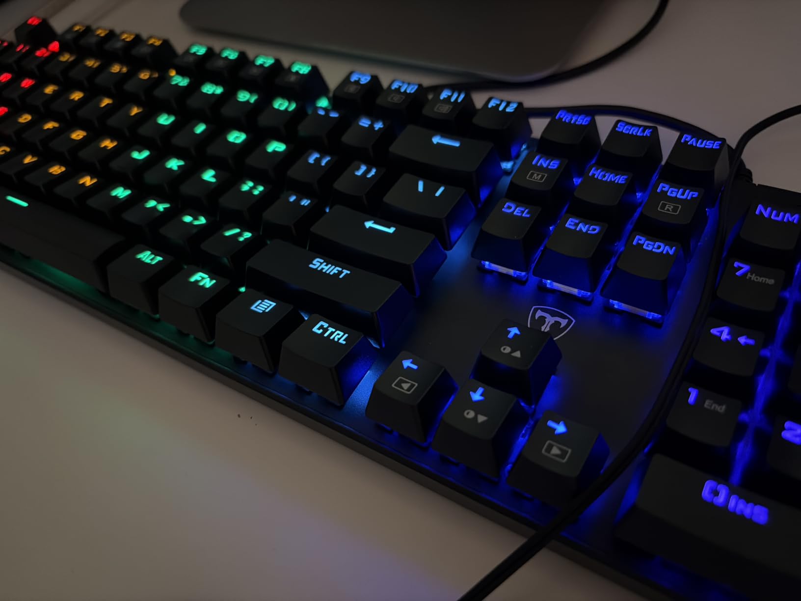 RisoPhy Mechanical Gaming Keyboard, RGB 104 Keys Ultra-Slim LED Backlit USB Wired Keyboard with Blue Switch, Durable Abs Keycaps/Anti-Ghosting/Spill-Resistant Computer Keyboard for PC Mac Xbox Gamer customer photo 2