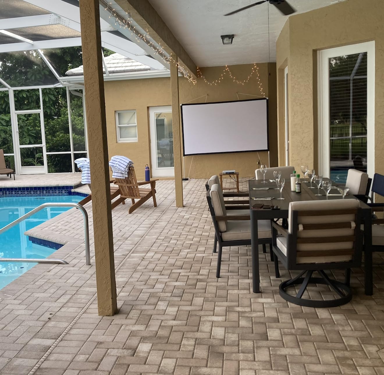 Projector Screen and Stand 150 inch 16:9 HD 4K Large Outdoor Projector Screen Portable Projection Movie Screen with Carry Bag for Home Theater Backyard Cinema Travel Foldable Anti Crease Windproof customer photo 1