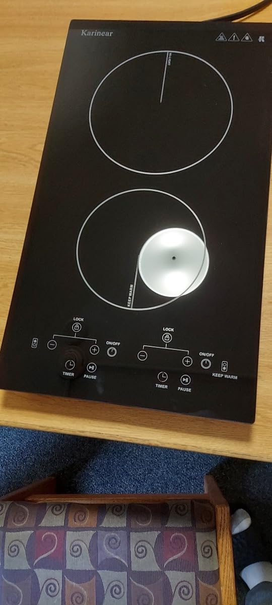 Karinear 2 Burners Electric Cooktop, 110v Plug in Ceramic Cooktop, 12 Inch customer photo 1