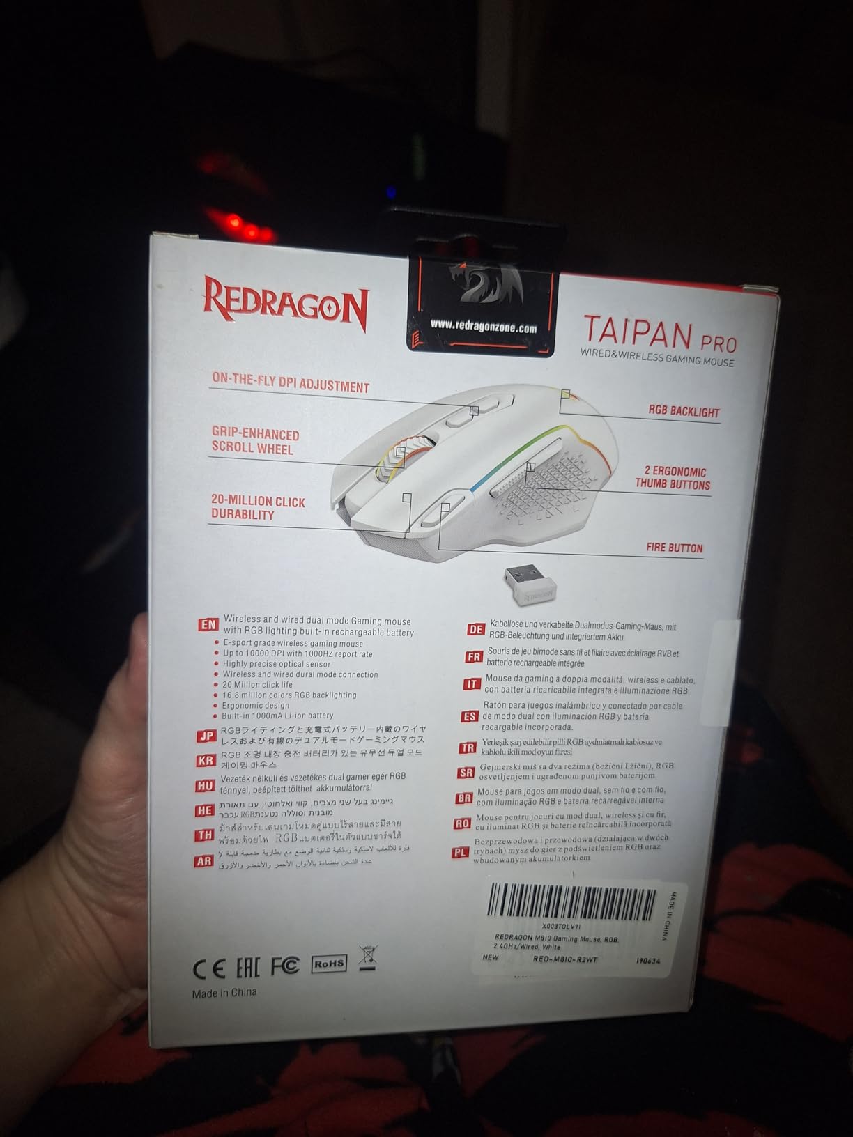 Redragon M810 PRO Wireless RGB Gaming Mouse 10000 DPI Remapping Keys customer photo 2