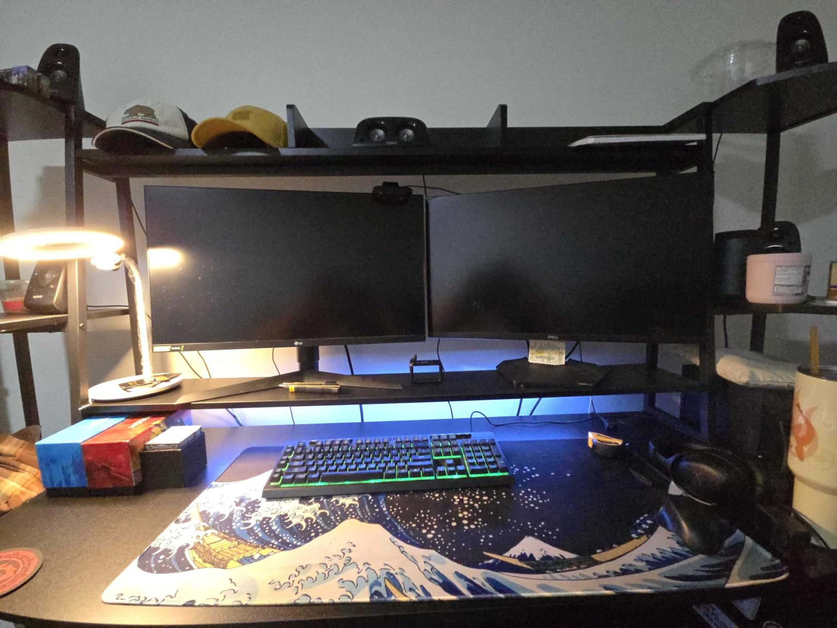 SEDETA 79'' Gaming Desk with LED Lights, Hutch and Storage Shelves, Black customer photo 1