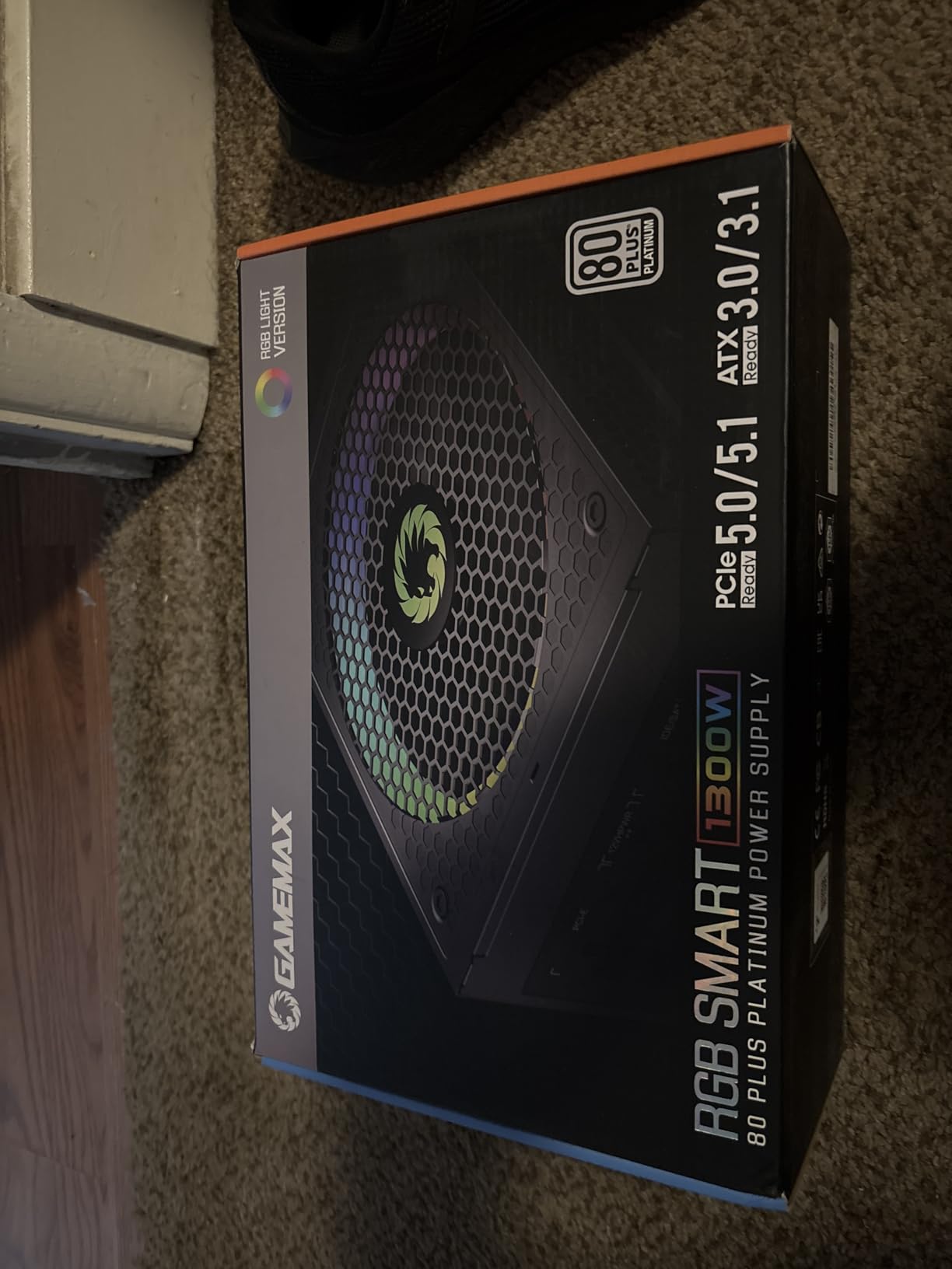 GAMEMAX 1300W Power Supply, ATX 3.0 & PCIE 5.0 Ready, 80+ Platinum Certified, Addressable RGB with 5V Motherboard Sync, 100% Japanese Capacitors, Fully Modular, RGB-1300 customer photo 1