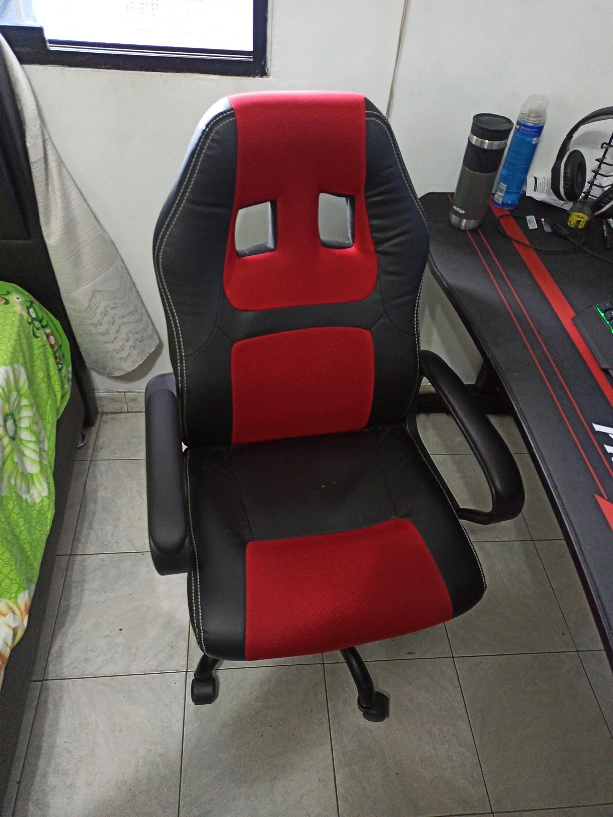 Gaming Chair PC Computer Chair Office Chair for Adult Teen Kids, Ergonomic PU Leather Gamer Chair with Lumbar Support High Back Adjustable Rolling Swivel Desk Chair, Black customer photo 1
