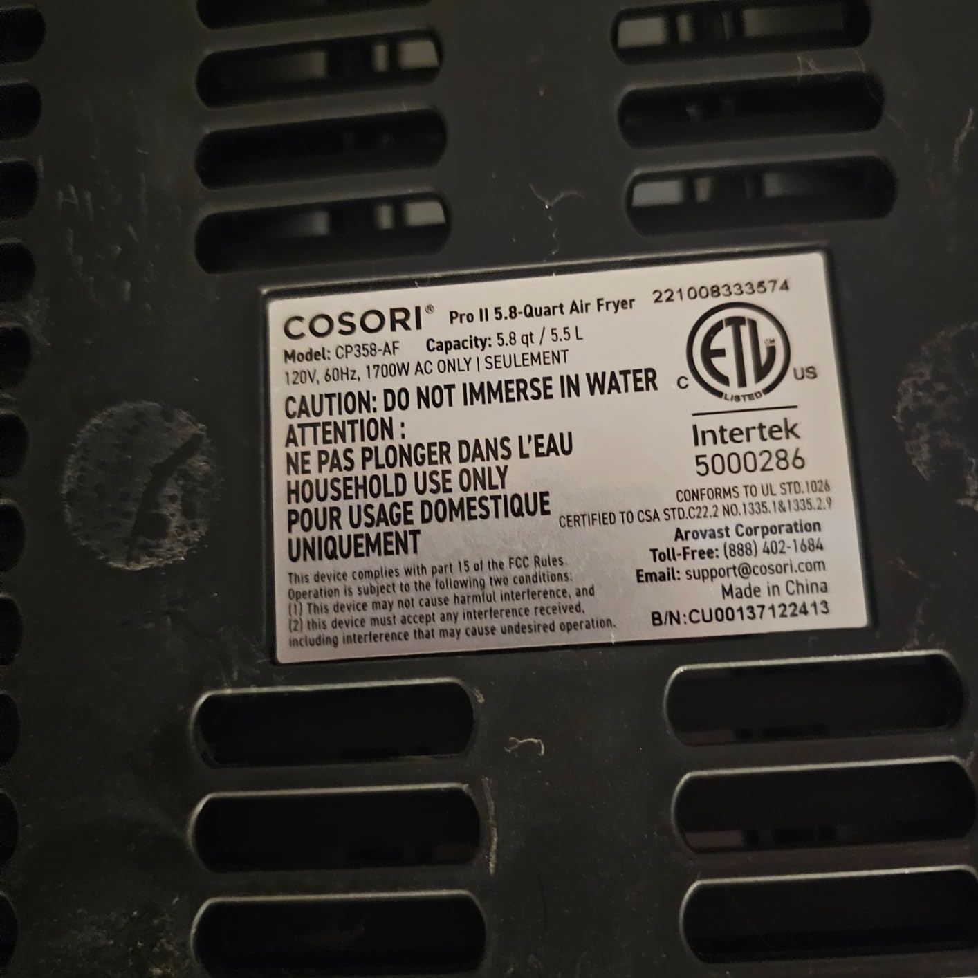 COSORI Air Fryer 5.8QT Pro Gen Smart 11-in-1 Toaster Oven , 100 Recipes Cookbook, 200+ Online Recipes , APP and Touch Screen Control, Works with Alexa & Google Assistant, Dishwasher-Safe Square Basket customer photo 2