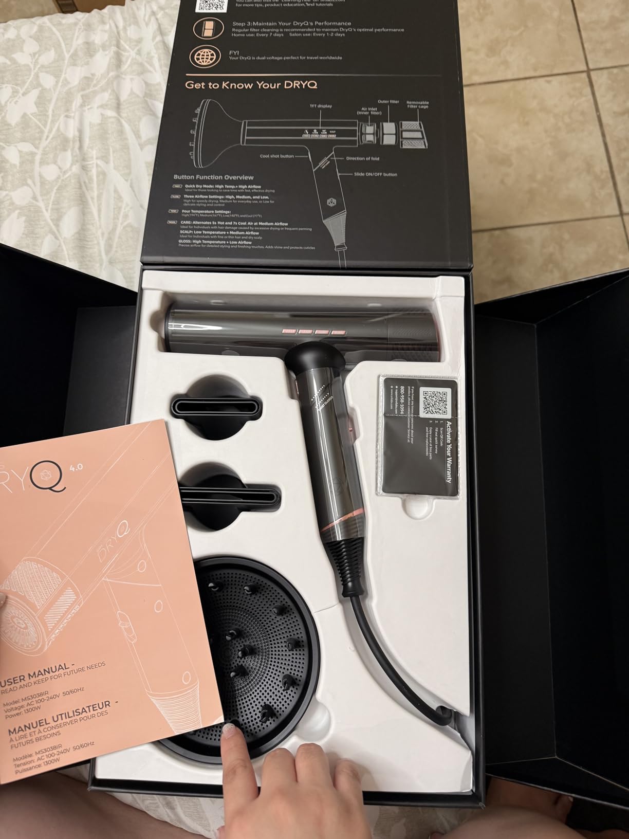 SRILabs DryQ Infrared Hair Dryer - Red Light, Frizz Control, Dual Voltage customer photo 1