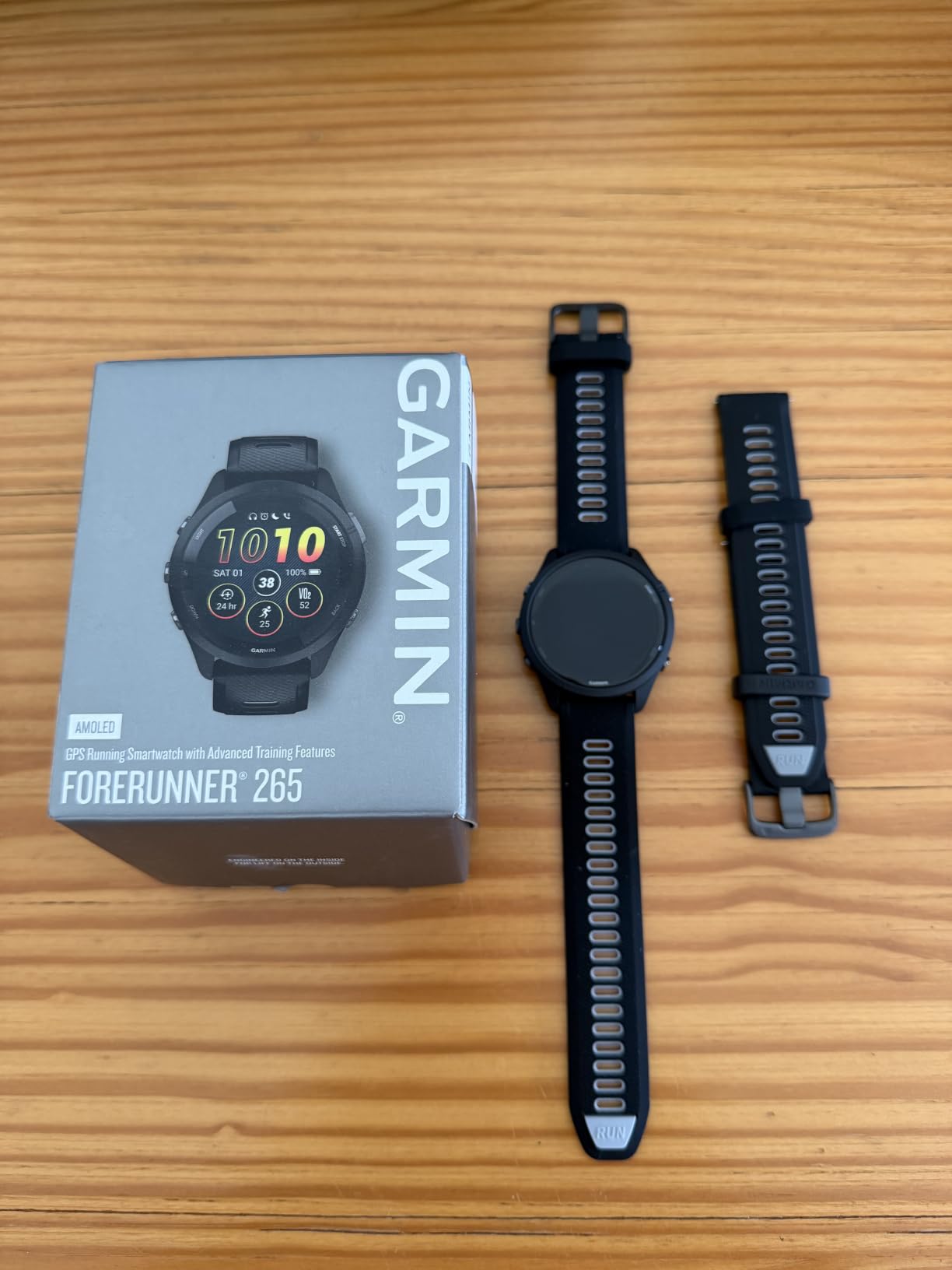 Garmin Forerunner® 265, Running Smartwatch, 46mm, Whitestone/Tidal Blue customer photo 1