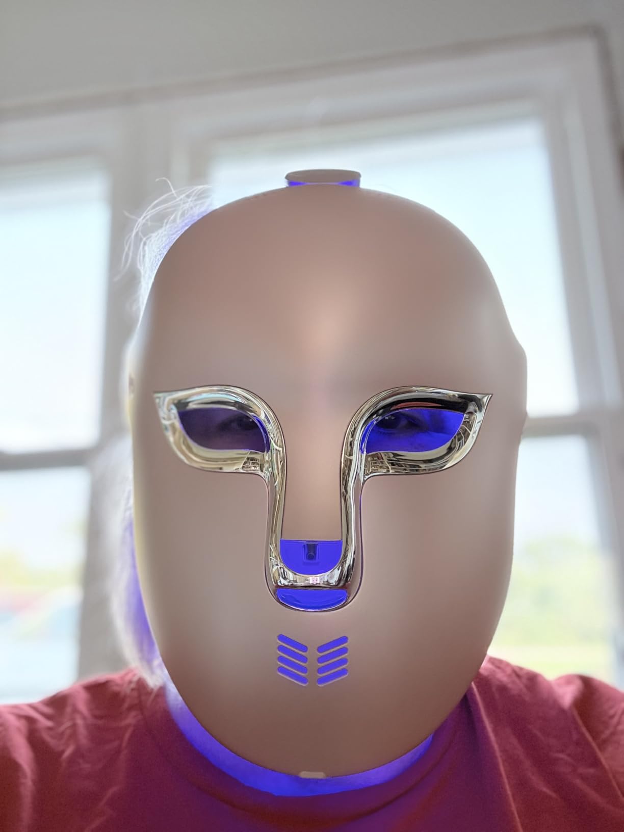 FSA Red Light Therapy Mask for Face : Acne Removal,Wrinkles Redness,Wirless Remote,Salon Grade HSA Infrared Face Mask, Anti Aging Skincare for Home,2000mAh Rechargeable Led Light Therapy Facial Mask customer photo 2