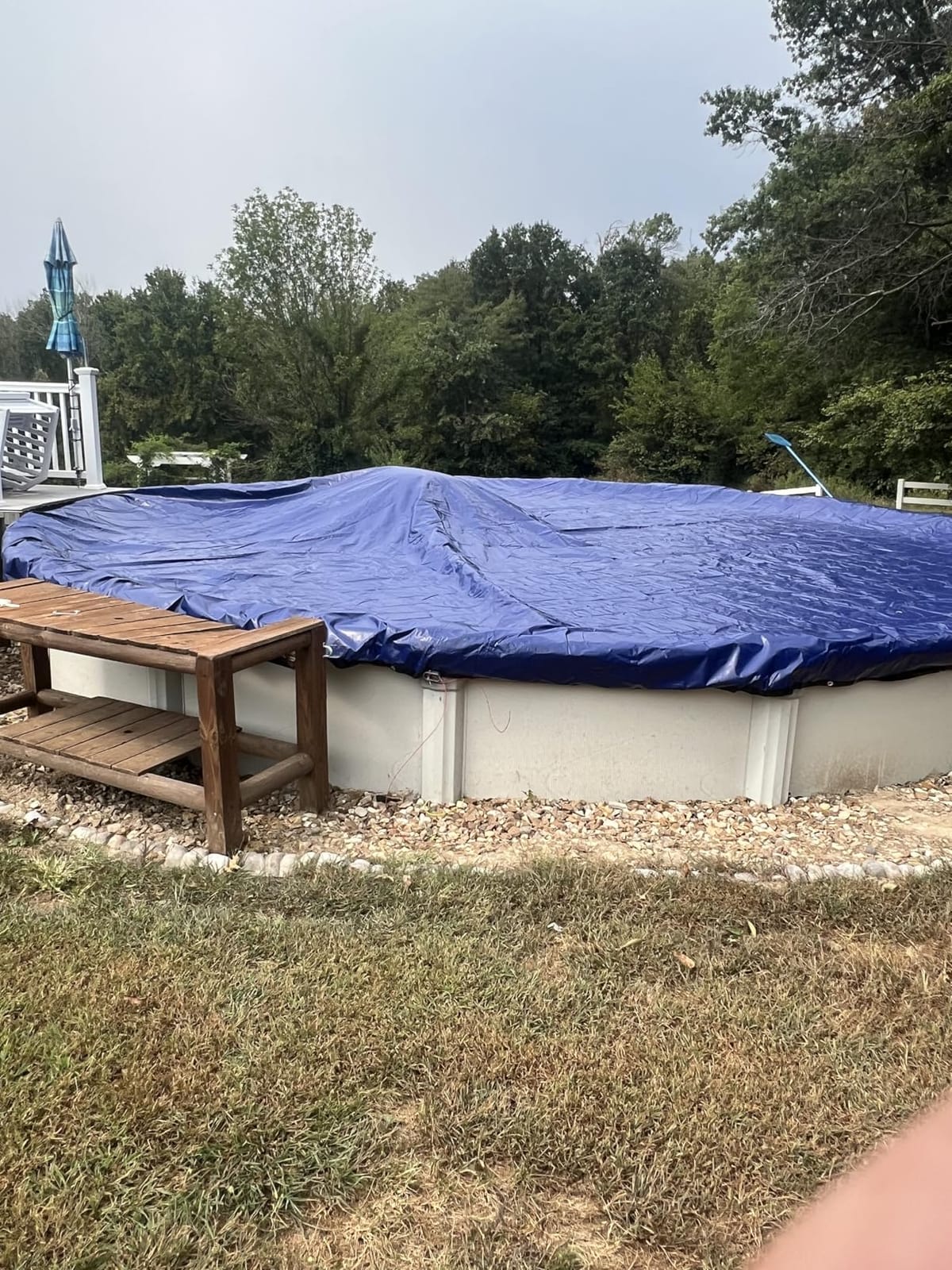 24 ft Round Heavy Duty Winter Pool Cover, Royal Blue, Above Ground Pool customer photo 1