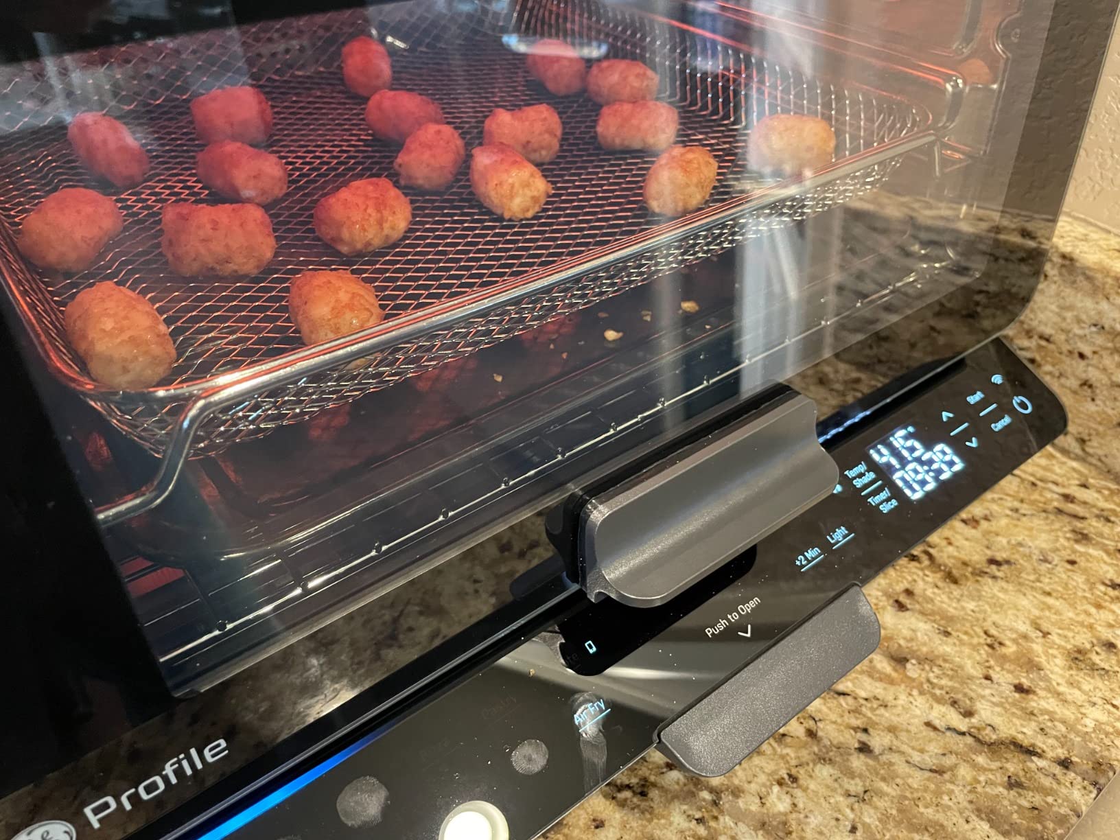 GE Profile Smart Oven with No Preheat, 11-in-1 Countertop Oven including Air Fry, Warm, Toast, Broil, Roast, Pastry, Reheat, and more, WiFi and Smart Connected, Black customer photo 1