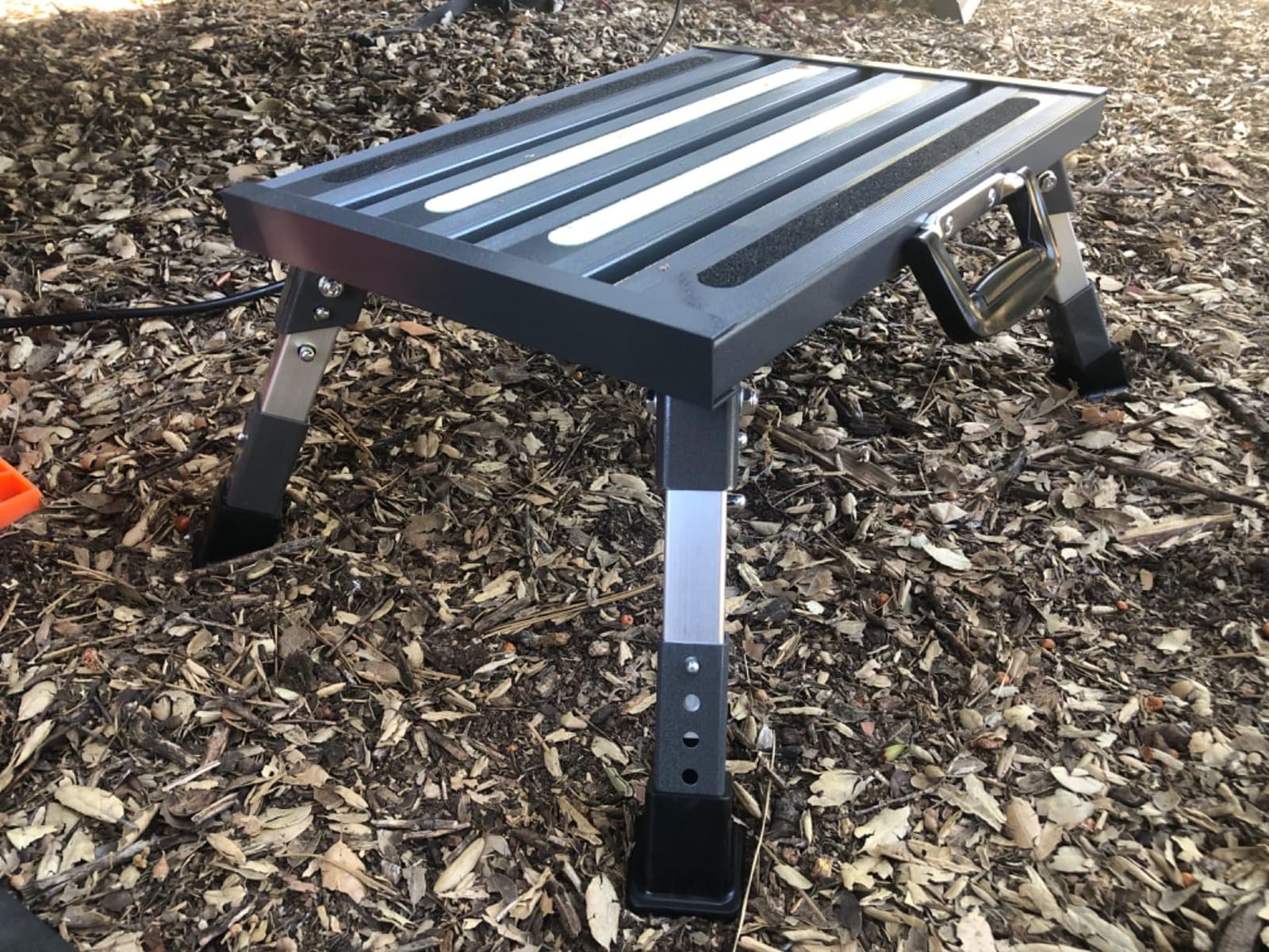 Aluminum RV Step Stool, 4-Level Adjustable Folding, Black customer photo 1