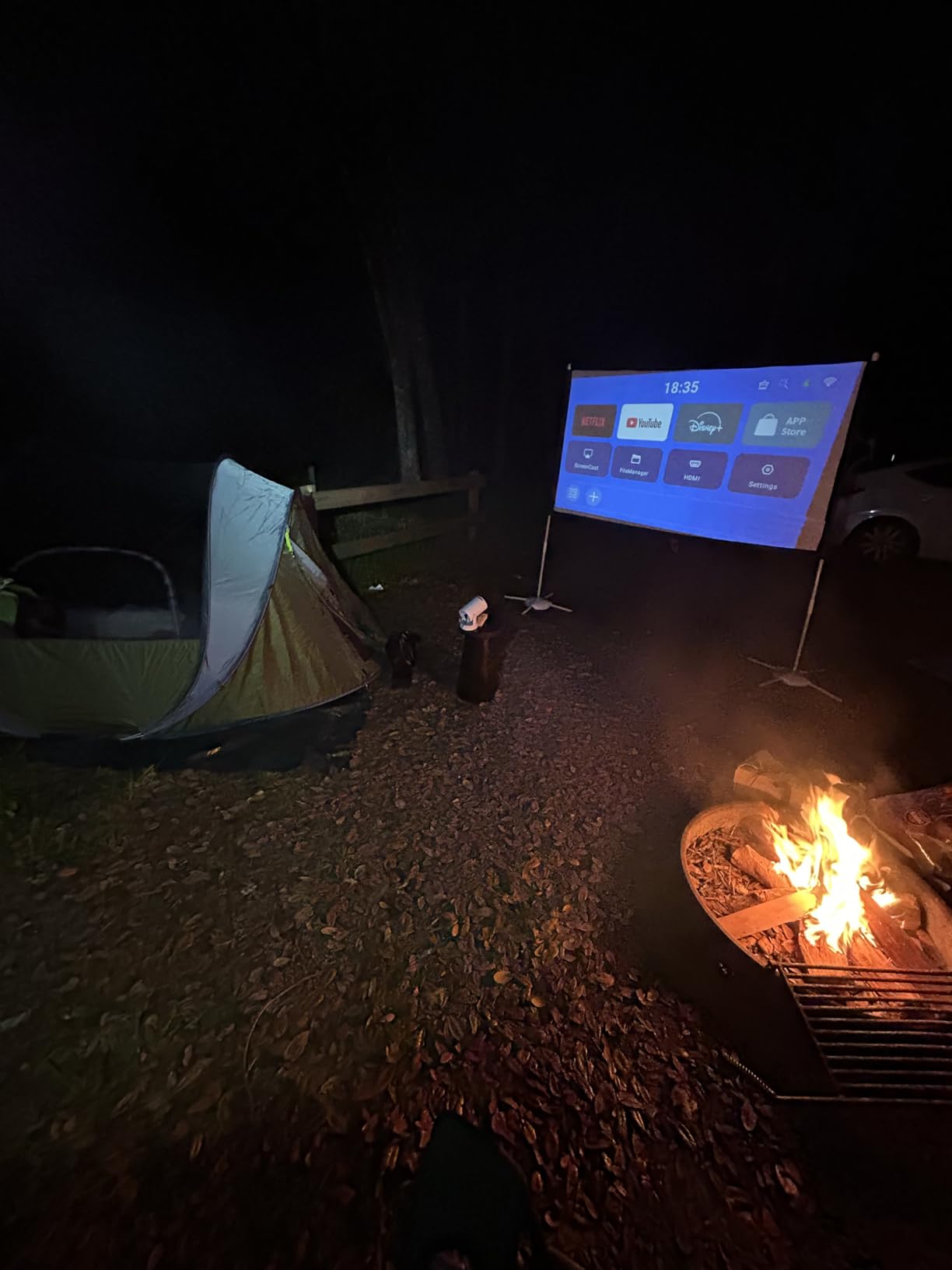 Portable Projector Screen with Stand Outdoor: Camping Projection Screen 80 inch 4K Movie Screen for Home Backyard Indoor 16:9 HD Night customer photo 1