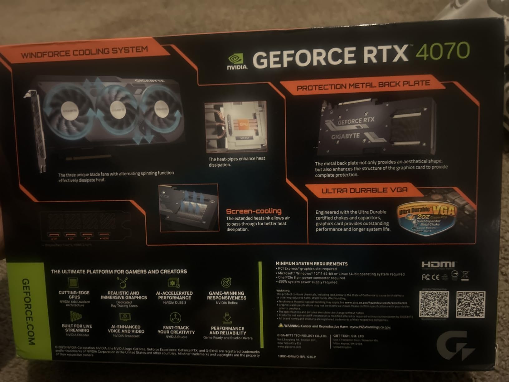 GIGABYTE GeForce RTX 4070 WINDFORCE OC 12G Graphics Card, 3X WINDFORCE Fans, 12GB 192-bit GDDR6X, GV-N4070WF3OC-12GD Video Card customer photo 1