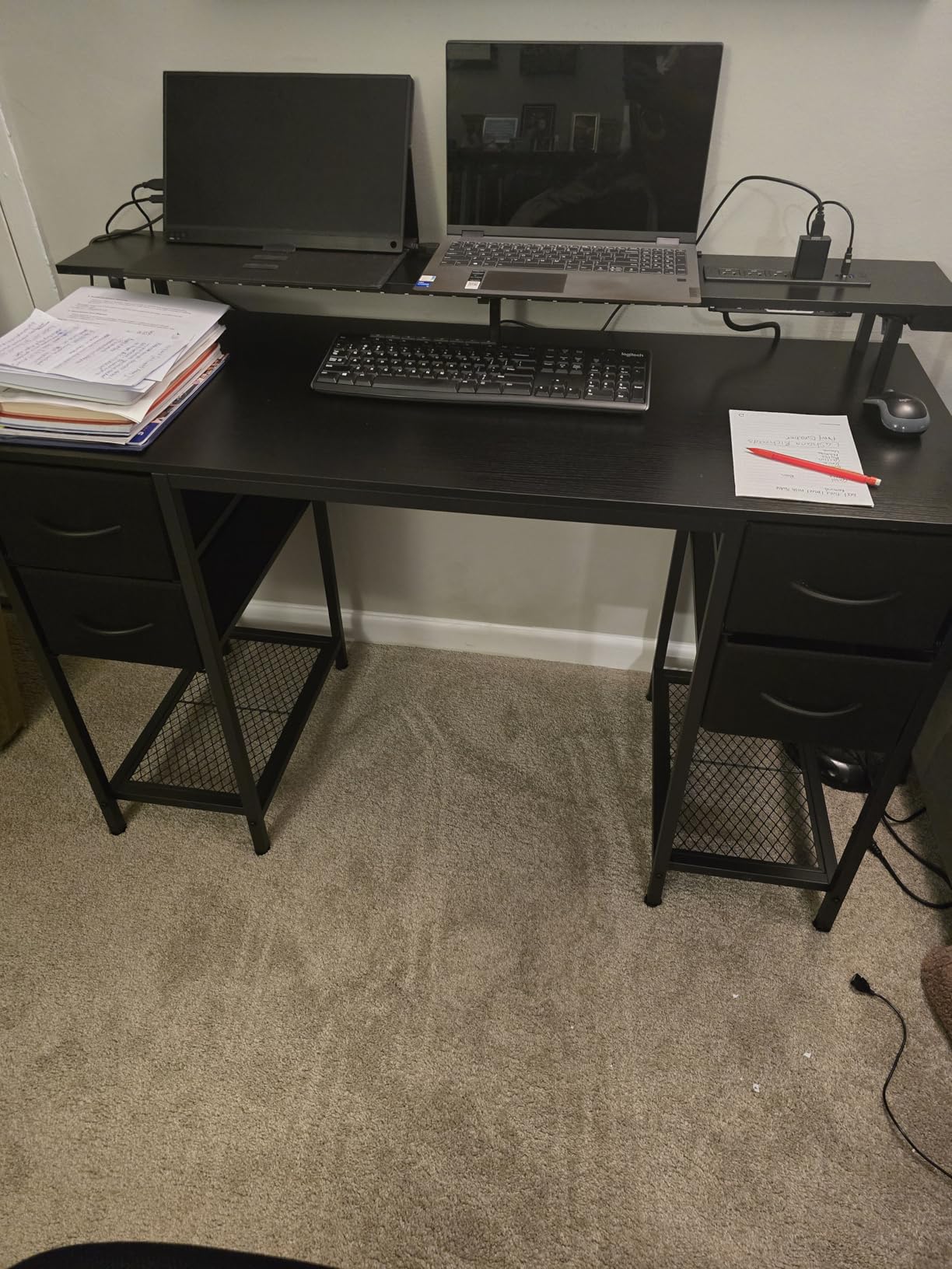 Huuger 47 inch Computer Desk with Power Outlets & 4 Drawers customer photo 1