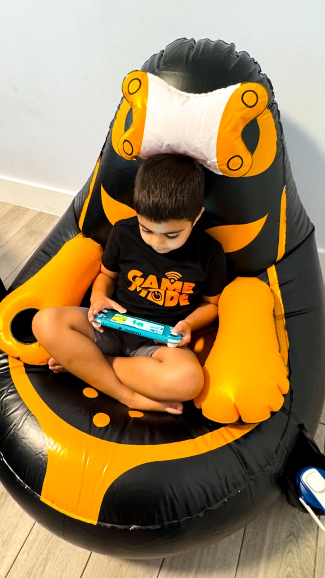 Inflatable Gaming Chair for Kids – Supports Up to 300 lbs, Includes Air Pump, Cup Holder, 2 Pockets – Durable Bean Bag Seat, Comfy Kids Gaming Chair & Top Gamer Chairs for Kid Room customer photo 1