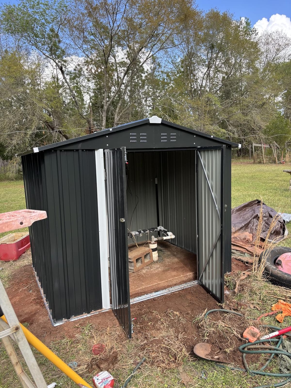Gizoon 8 x 6 FT Outdoor Storage Shed, Galvanized Metal Garden Shed, Brown customer photo 1