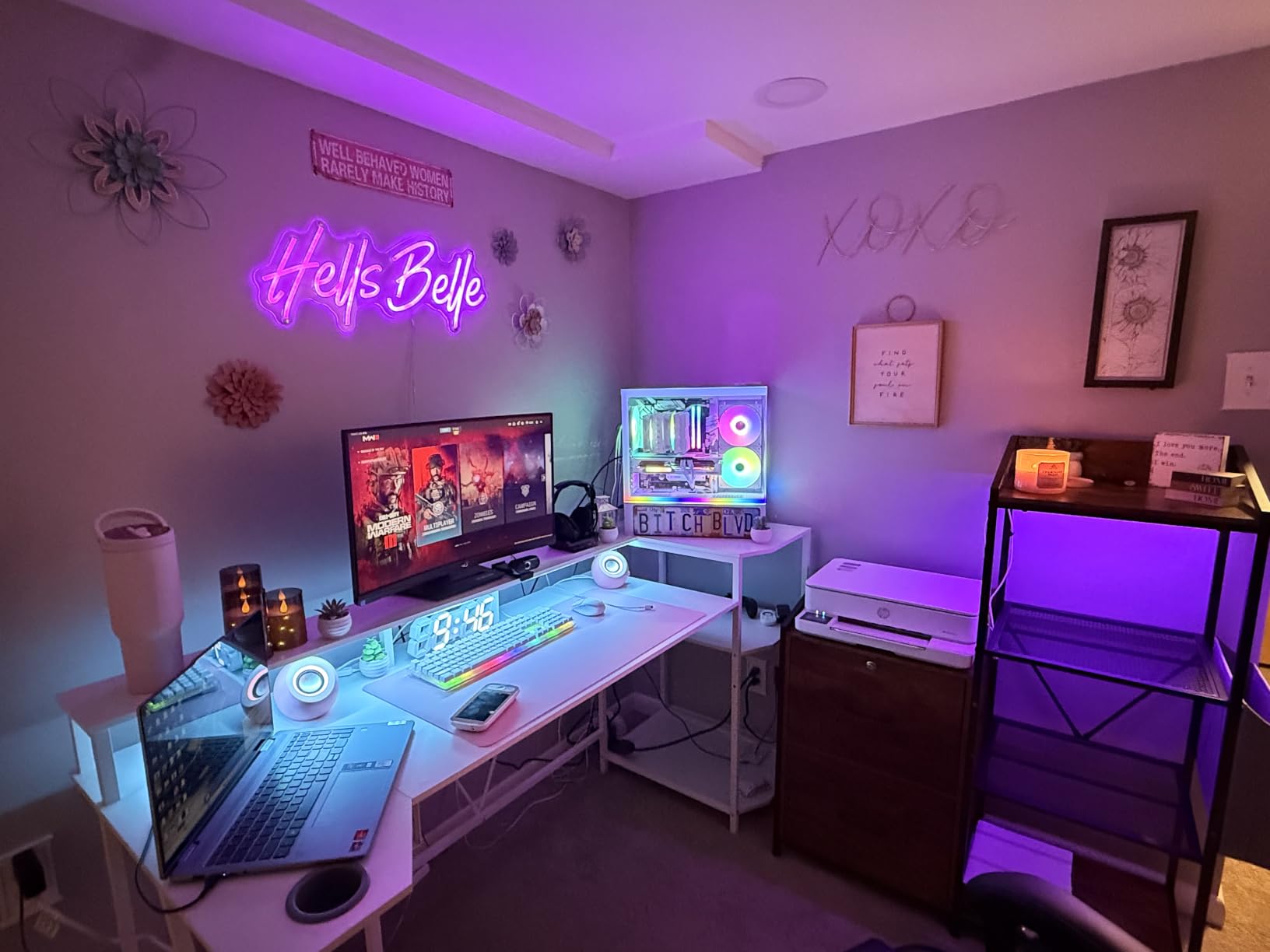 SEDETA Gaming Desk 70.8'' with LED Lights, Storage Shelves,Power Outlets customer photo 1