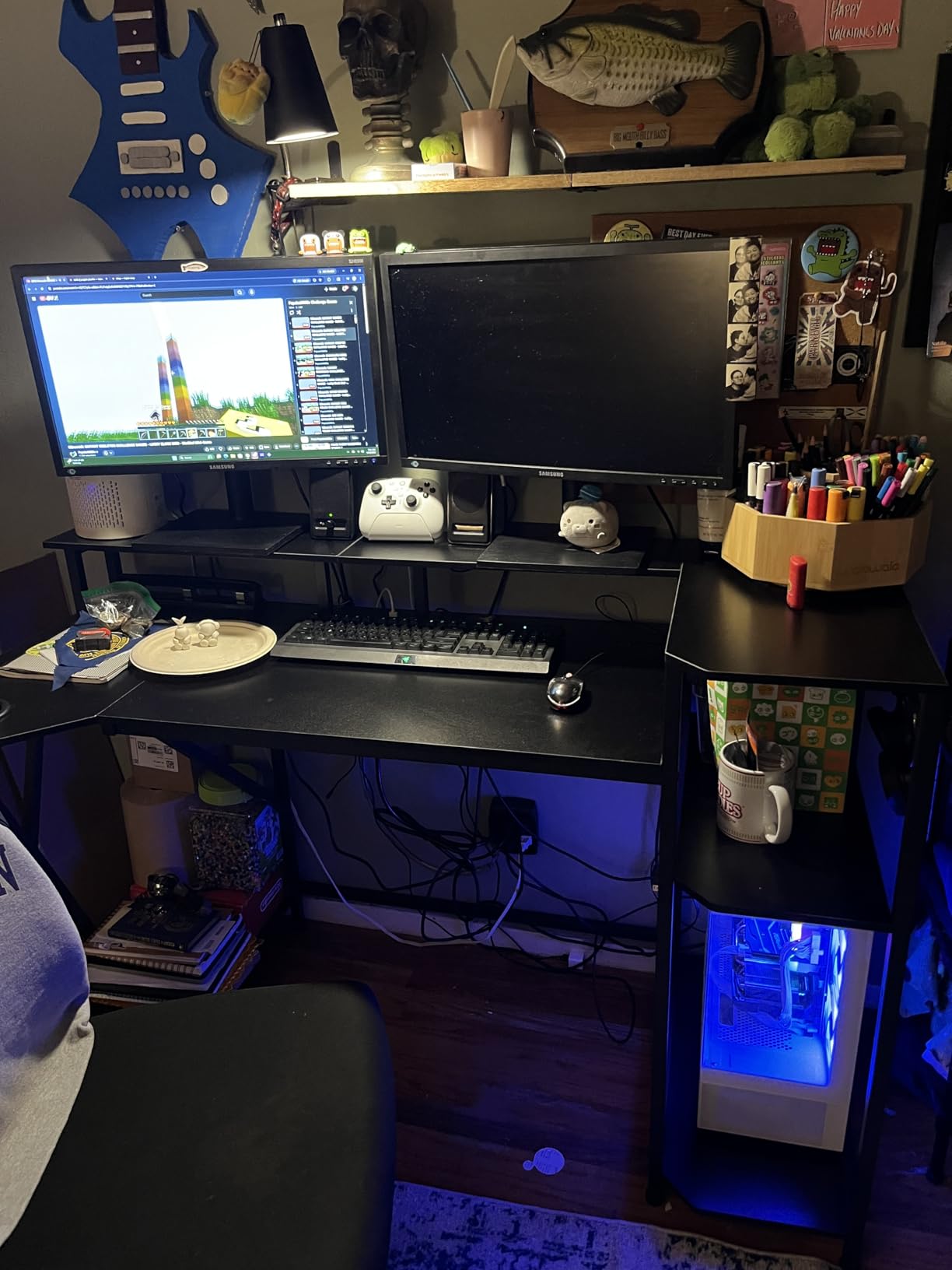 SEDETA Gaming Desk 70.8'' with LED Lights, Storage Shelves,Power Outlets customer photo 2