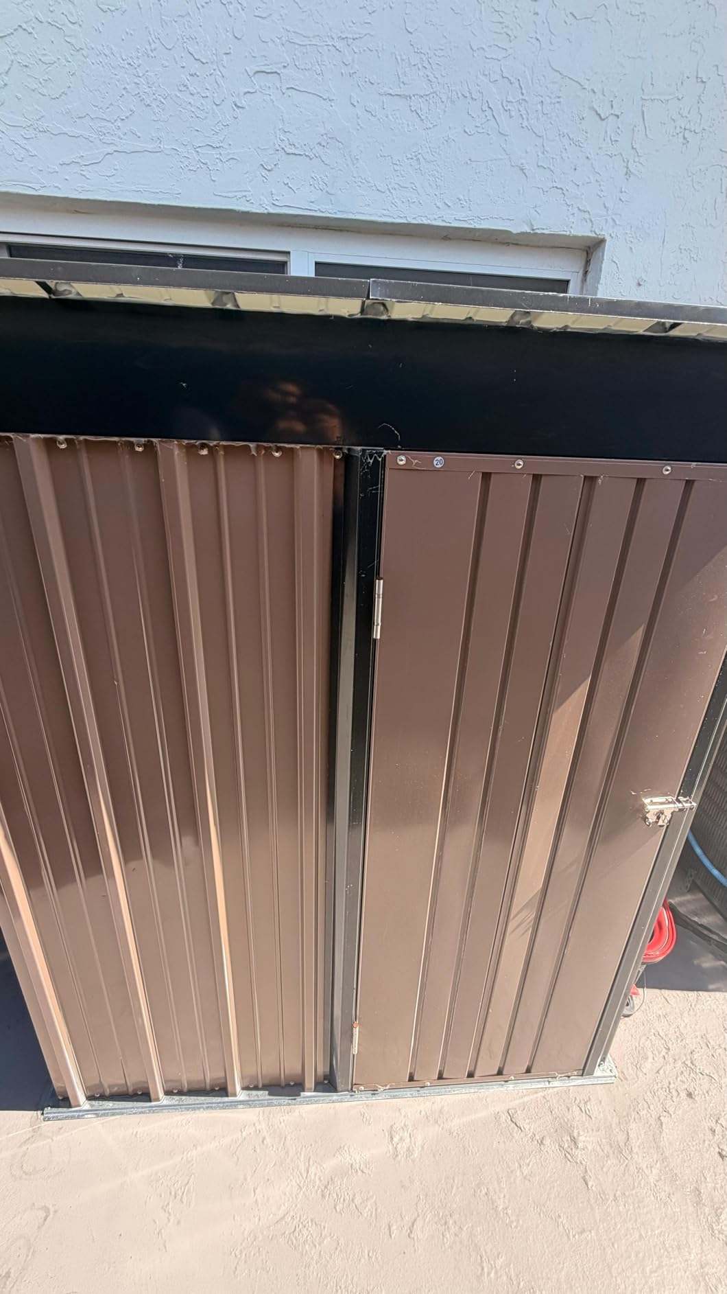 Flamaker 6x8 FT Storage Shed Waterproof Metal Garden Shed with Lockable Door Utility Tool Shed Outdoor Storage for Backyard, Patio and Lawn, Brown customer photo 2