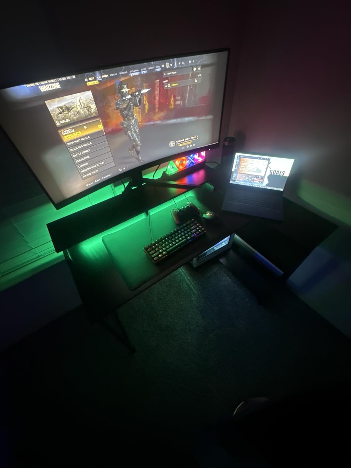 ODK 48 Inch L Shaped Gaming Desk with LED Lights, Power Outlets, Black customer photo 1