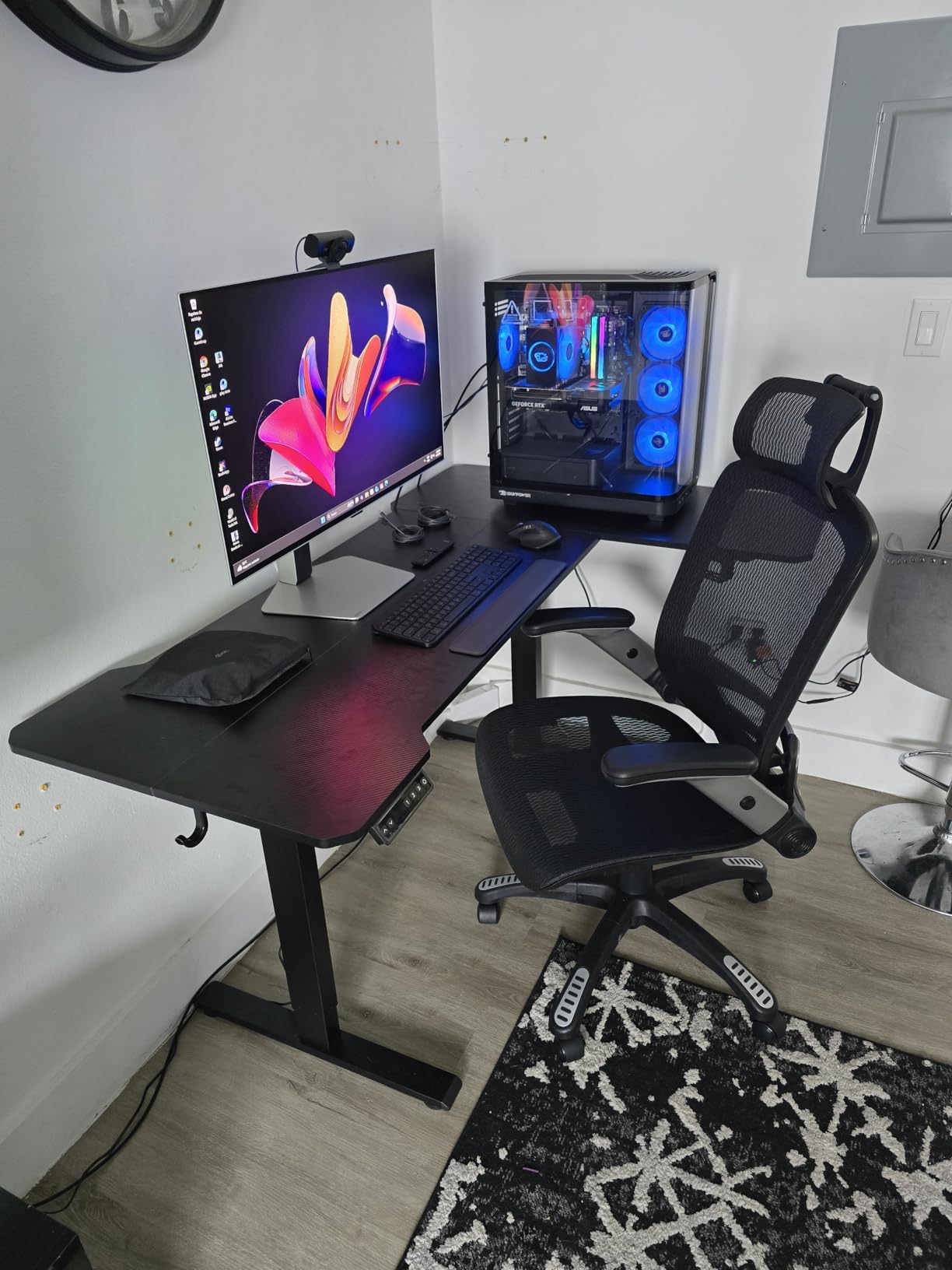 Acrolix L Shaped Electric Standing Desk,59x40 Reversible,Black Carbon customer photo 2