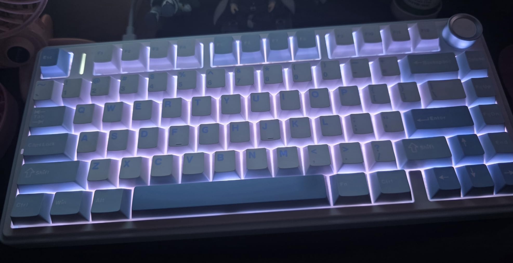 EPOMAKER x Aula F75 Gasket Mechanical Keyboard, 75% Wireless Hot Swappable Gaming Keyboard with Five-Layer Padding&Knob, BT/2.4GHz/USB-C, RGB (Light Blue, LEOBOG Reaper Switch) customer photo 2