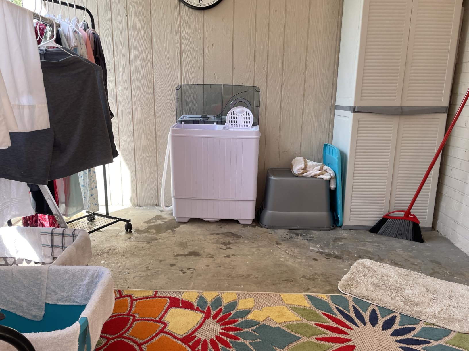 COSTWAY Portable Washing Machine, Twin Tub 26lbs Capacity Laundry, 18lbs Washer and 8lbs Spinner Combo with Timer Knobs, Built-in Drain Pump, Compact Washer for Home Dorm Apartment (Grey+White) customer photo 2